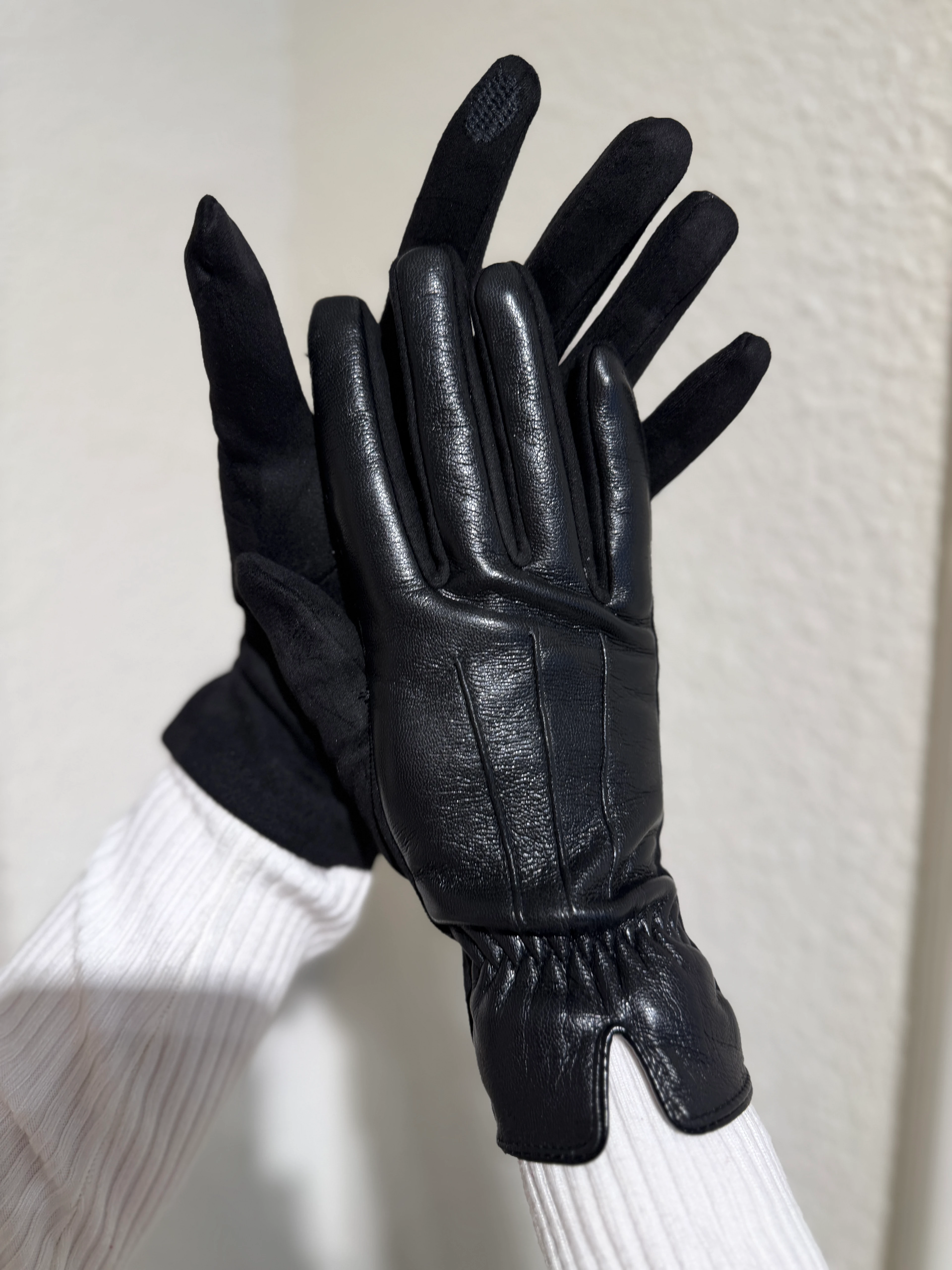 Deri Dokunmatik Siyah Eldiven