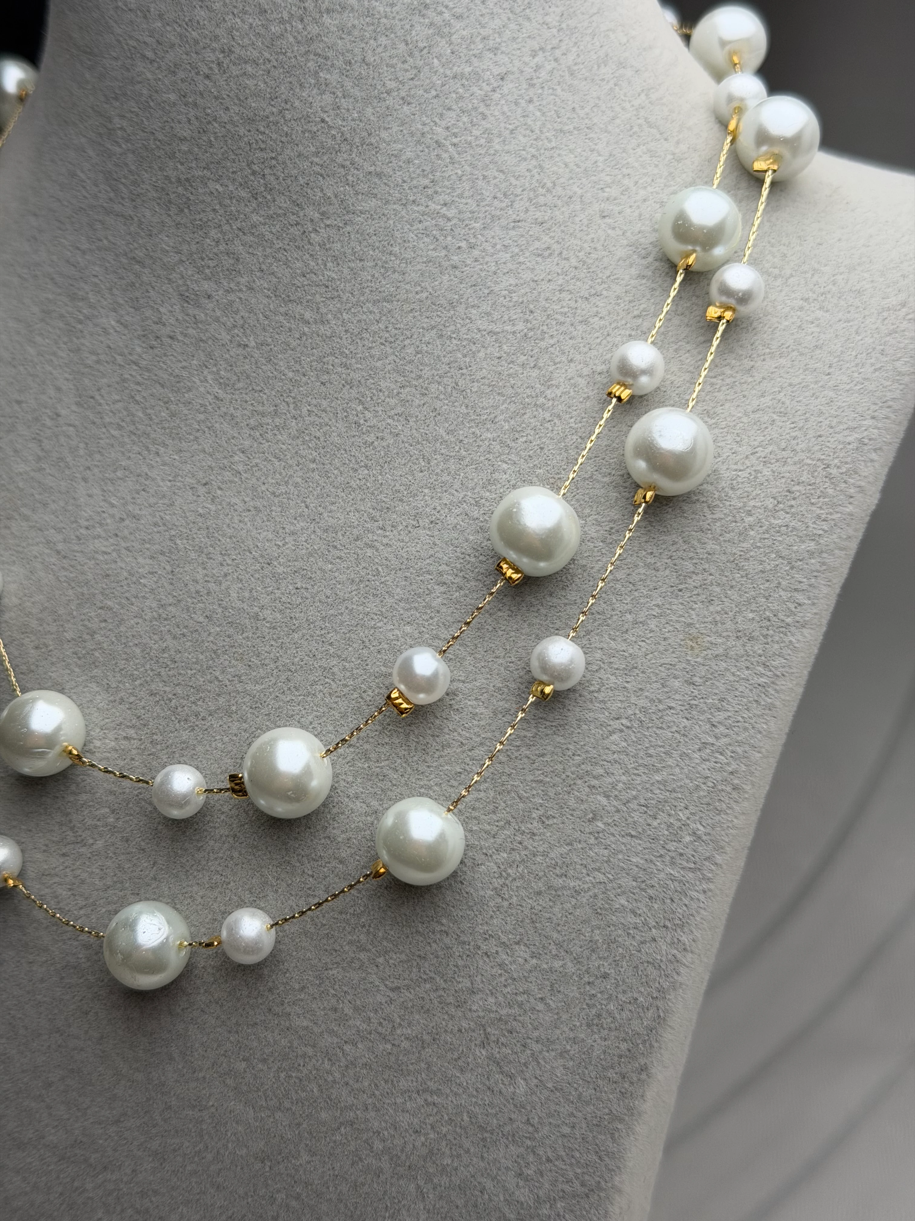 Gold Renk İkili İnci Kolye