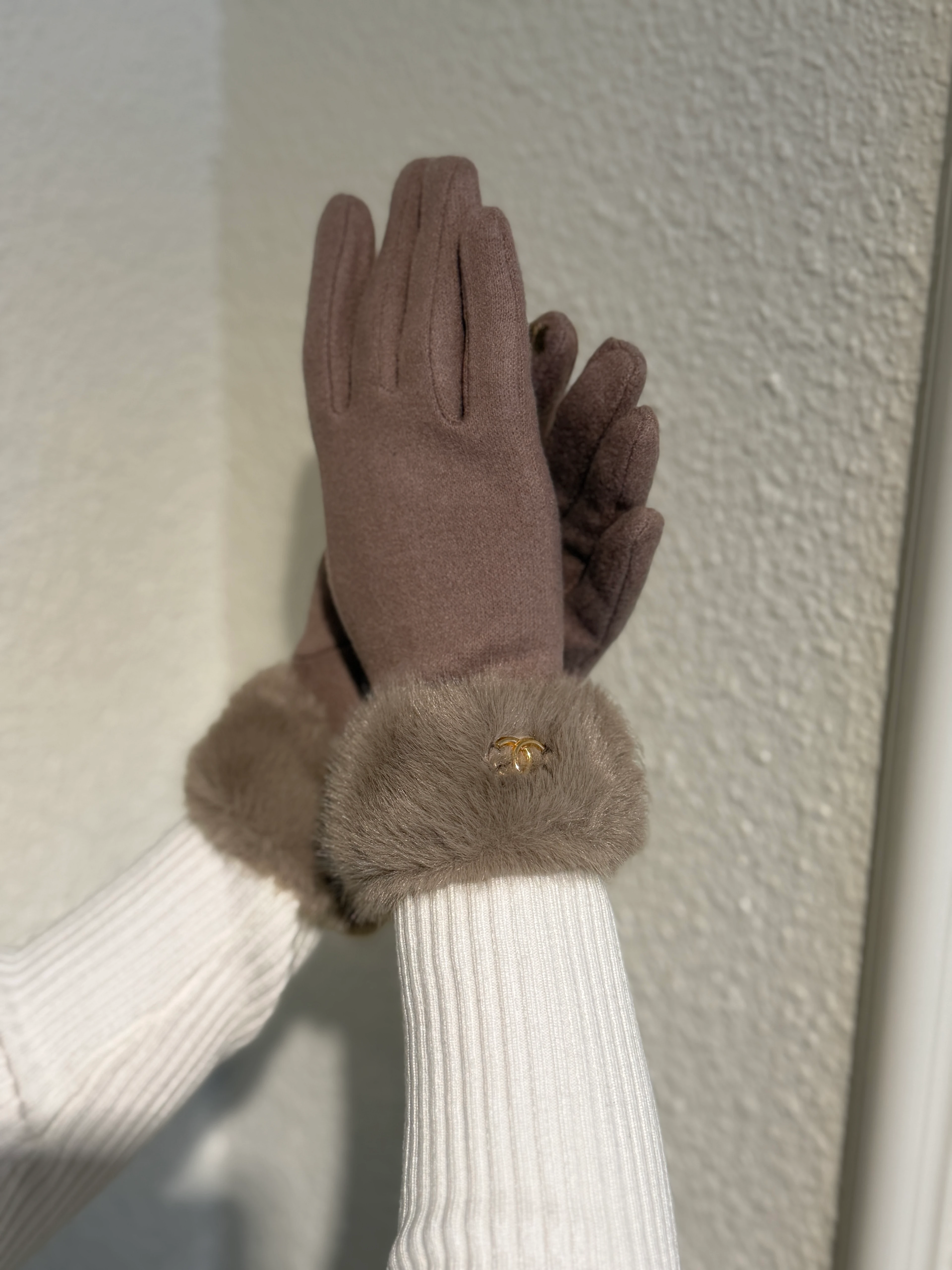 Kürklü Dokunmatik Vizon Renk Eldiven