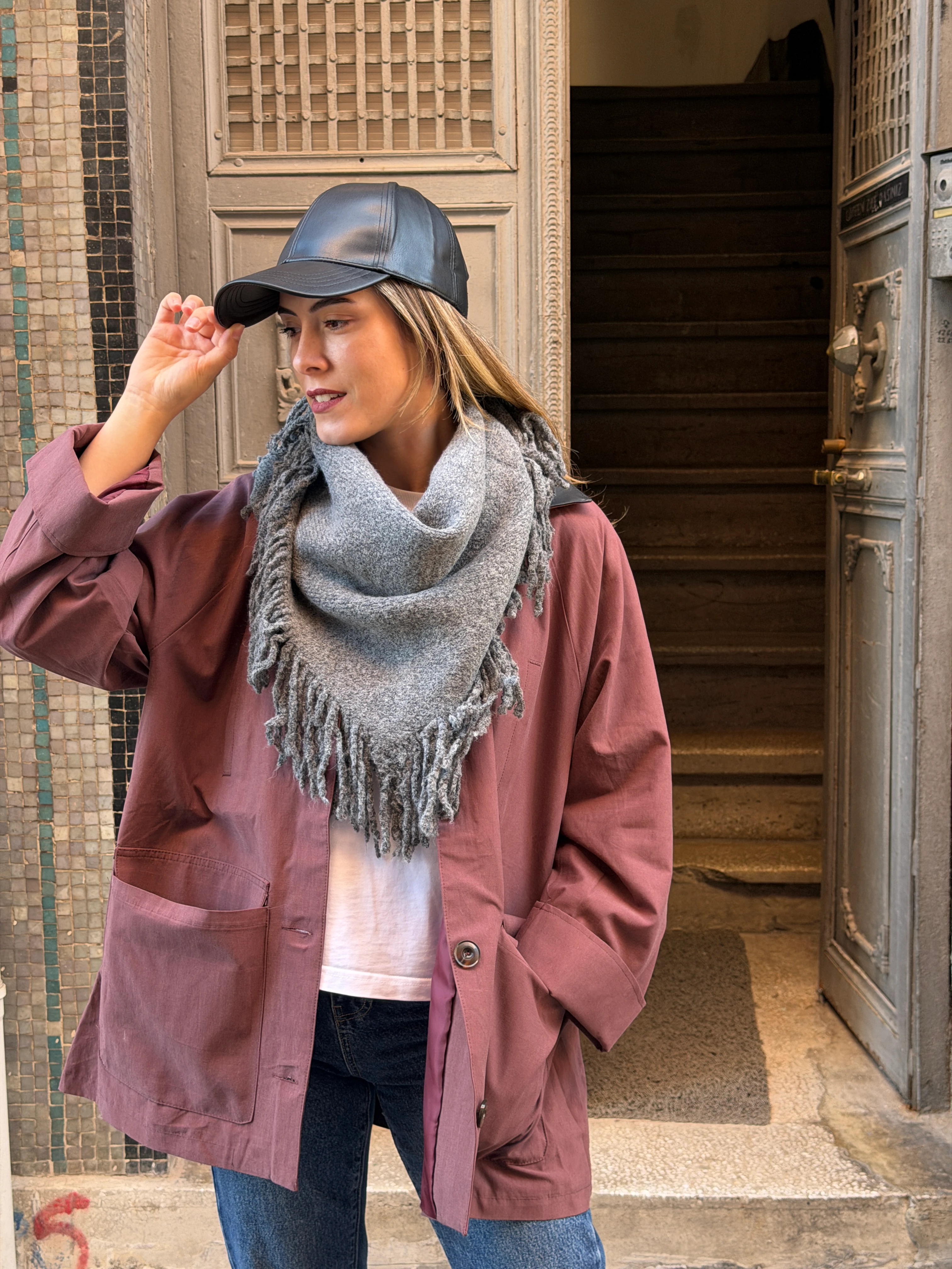 Siyah Deri Kep Şapka