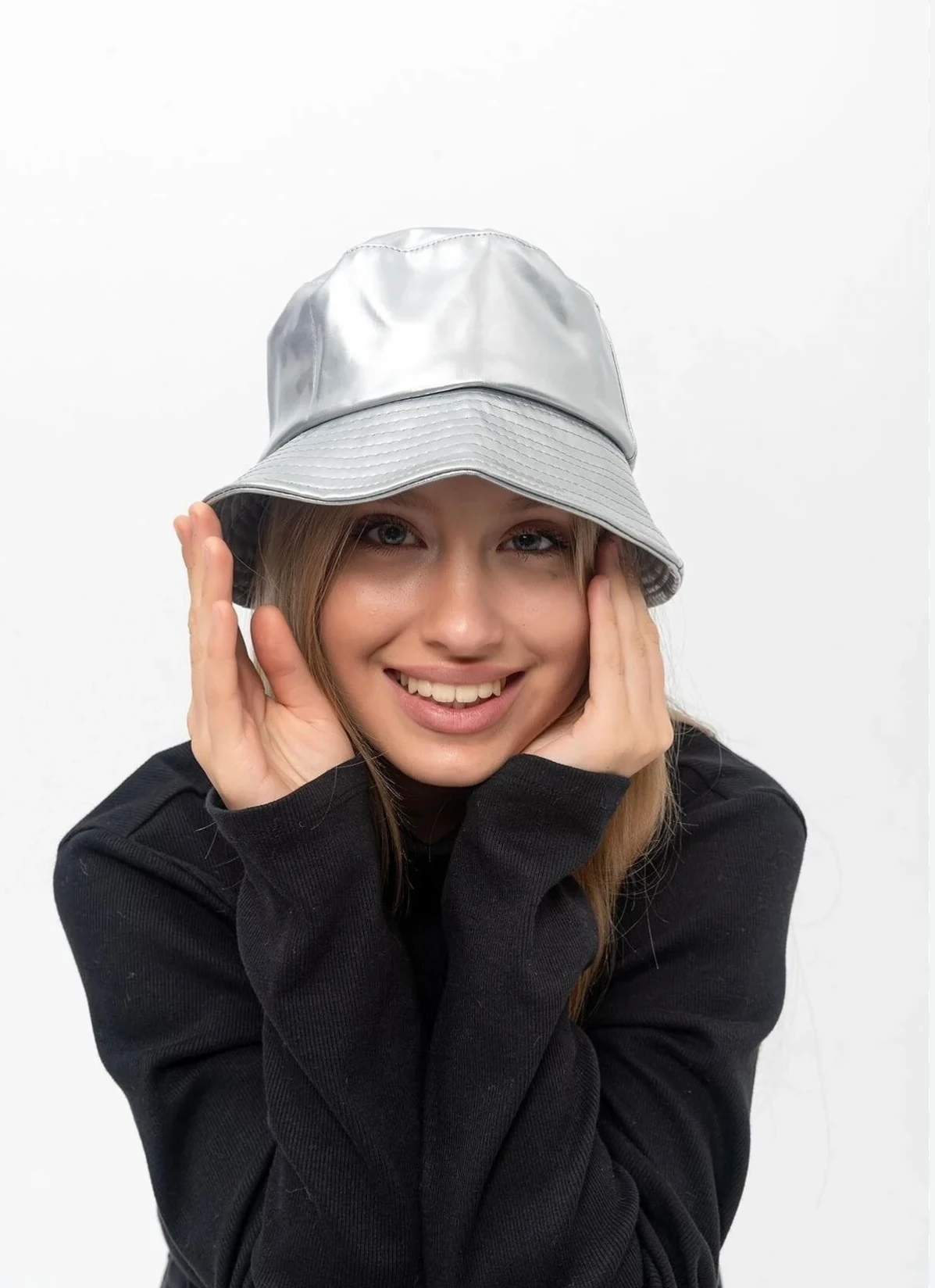 Metalik Gri Bucket Şapka