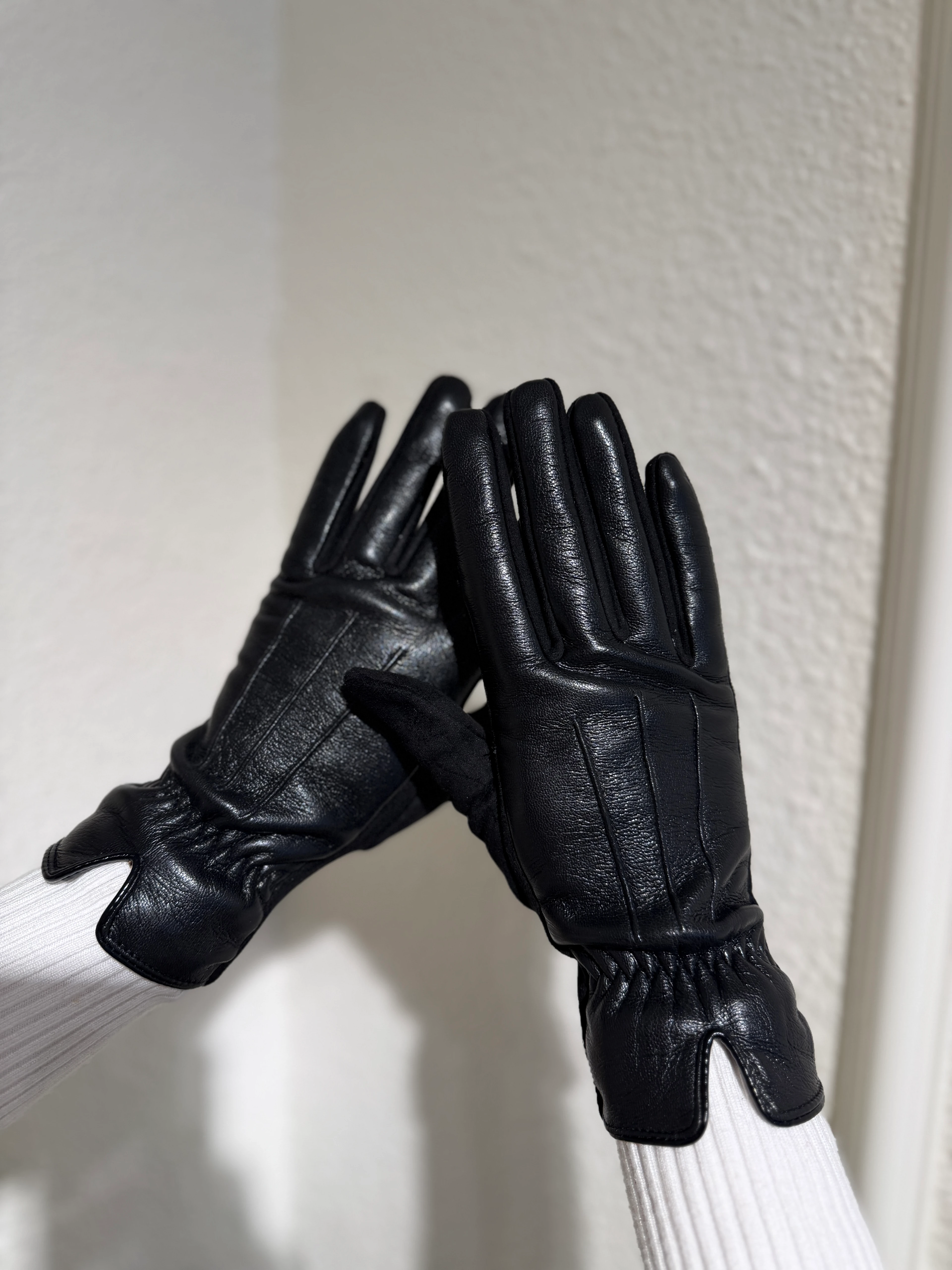 Deri Dokunmatik Siyah Eldiven