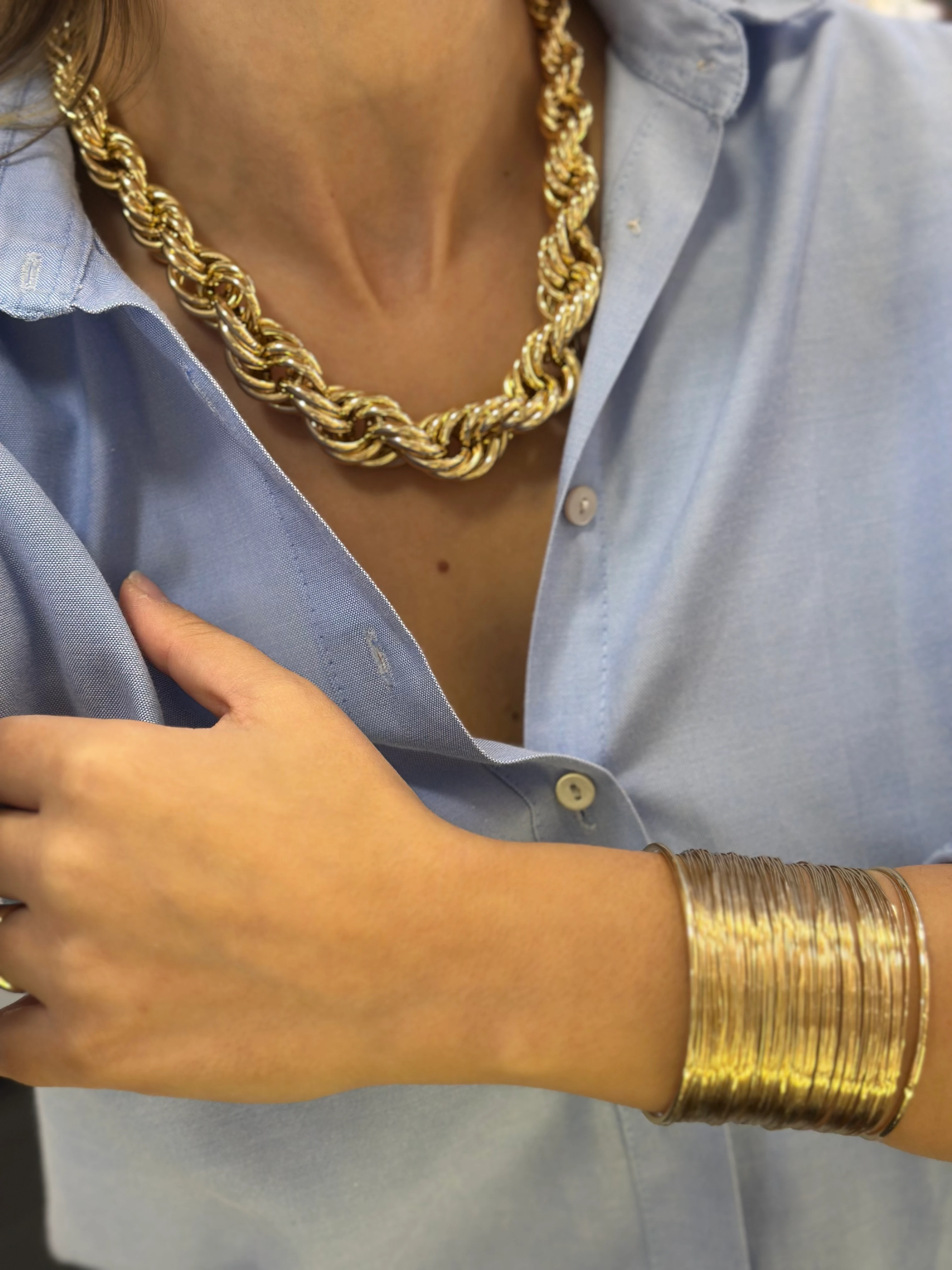 Özel Seri Gold Renk Kalın Tel Bileklik