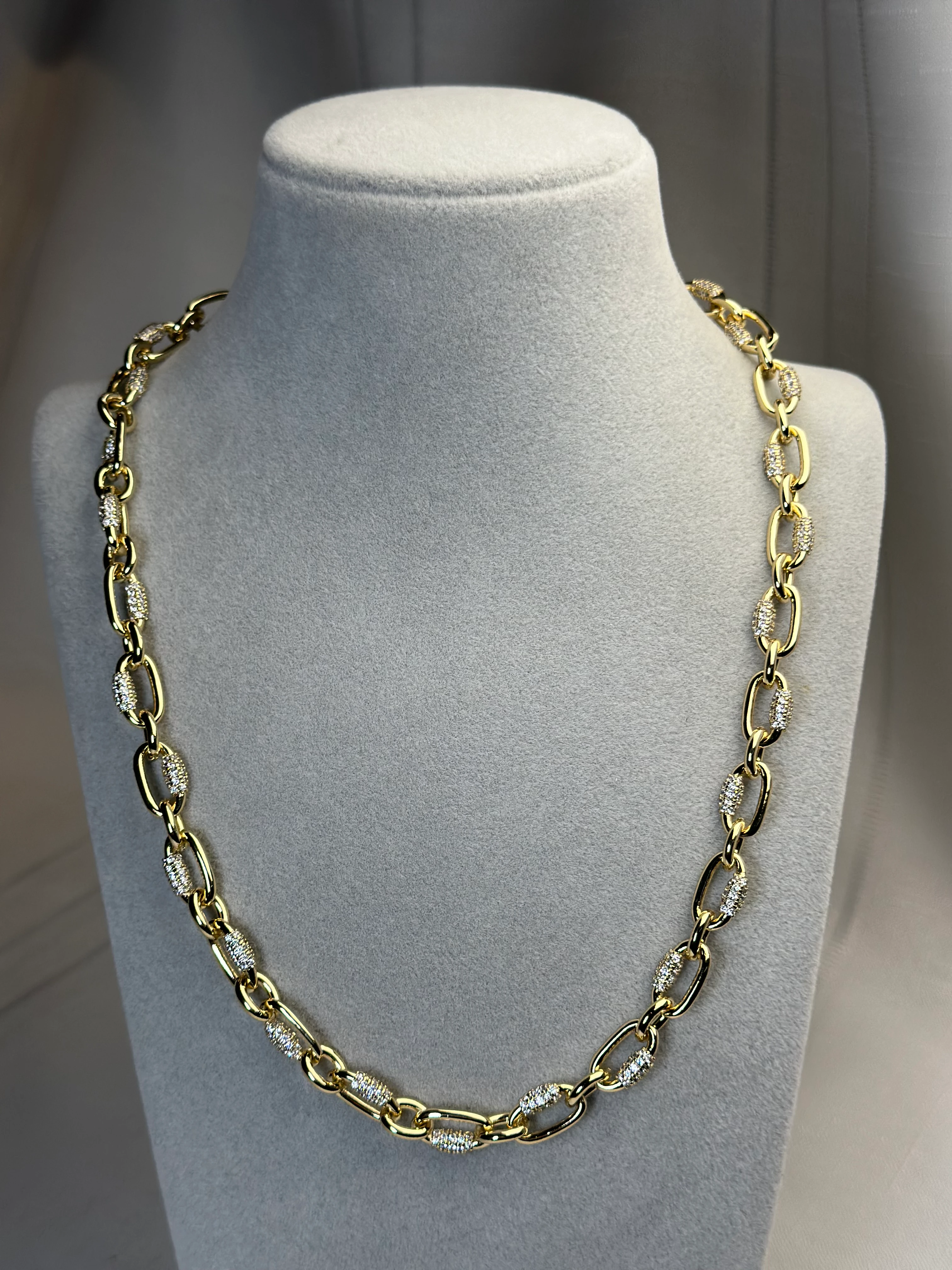 Xuping 14k Zirkon Taş Zincir Set