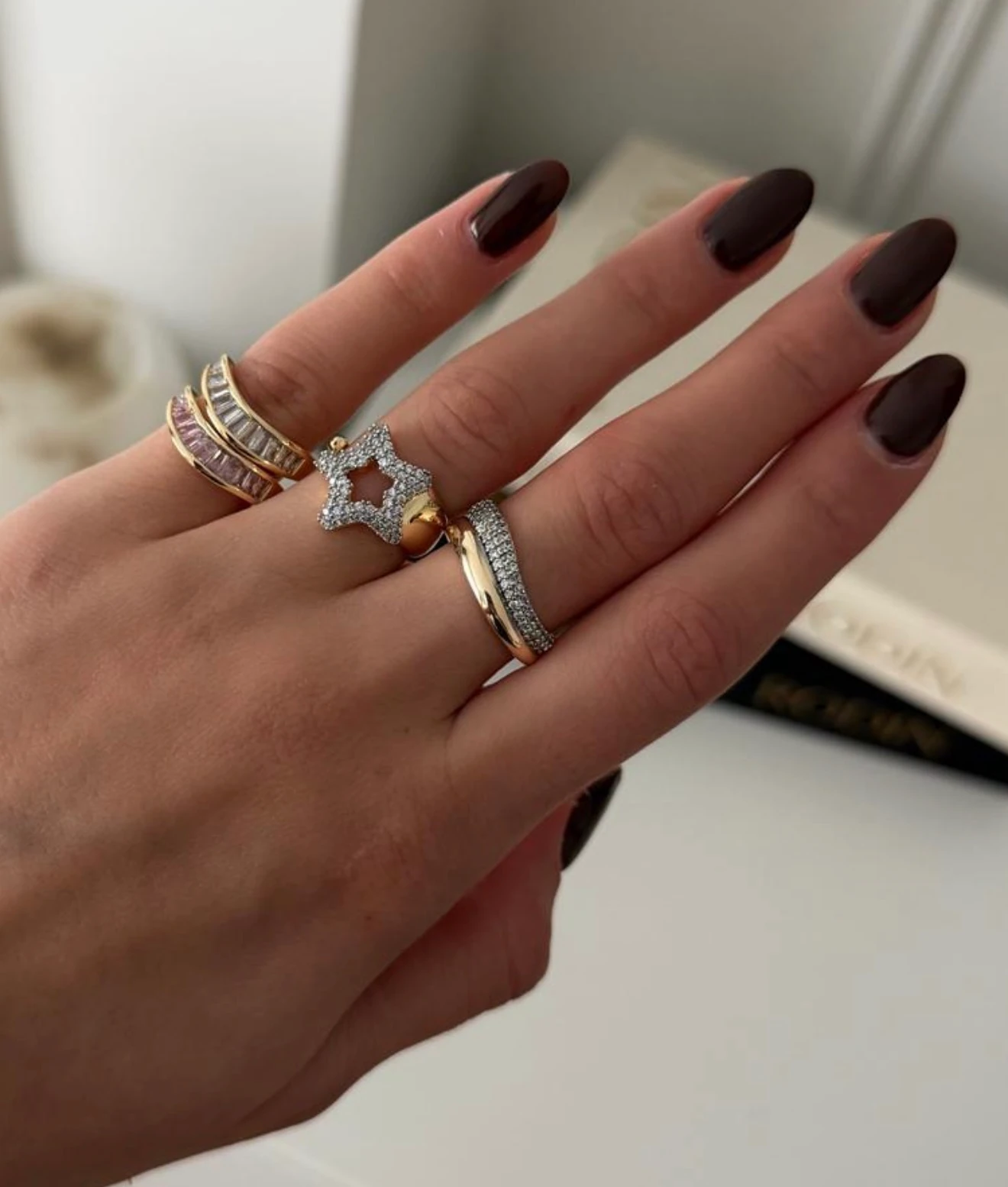 Özel Seri Marka Model Çift Renk Yıldız Yüzük