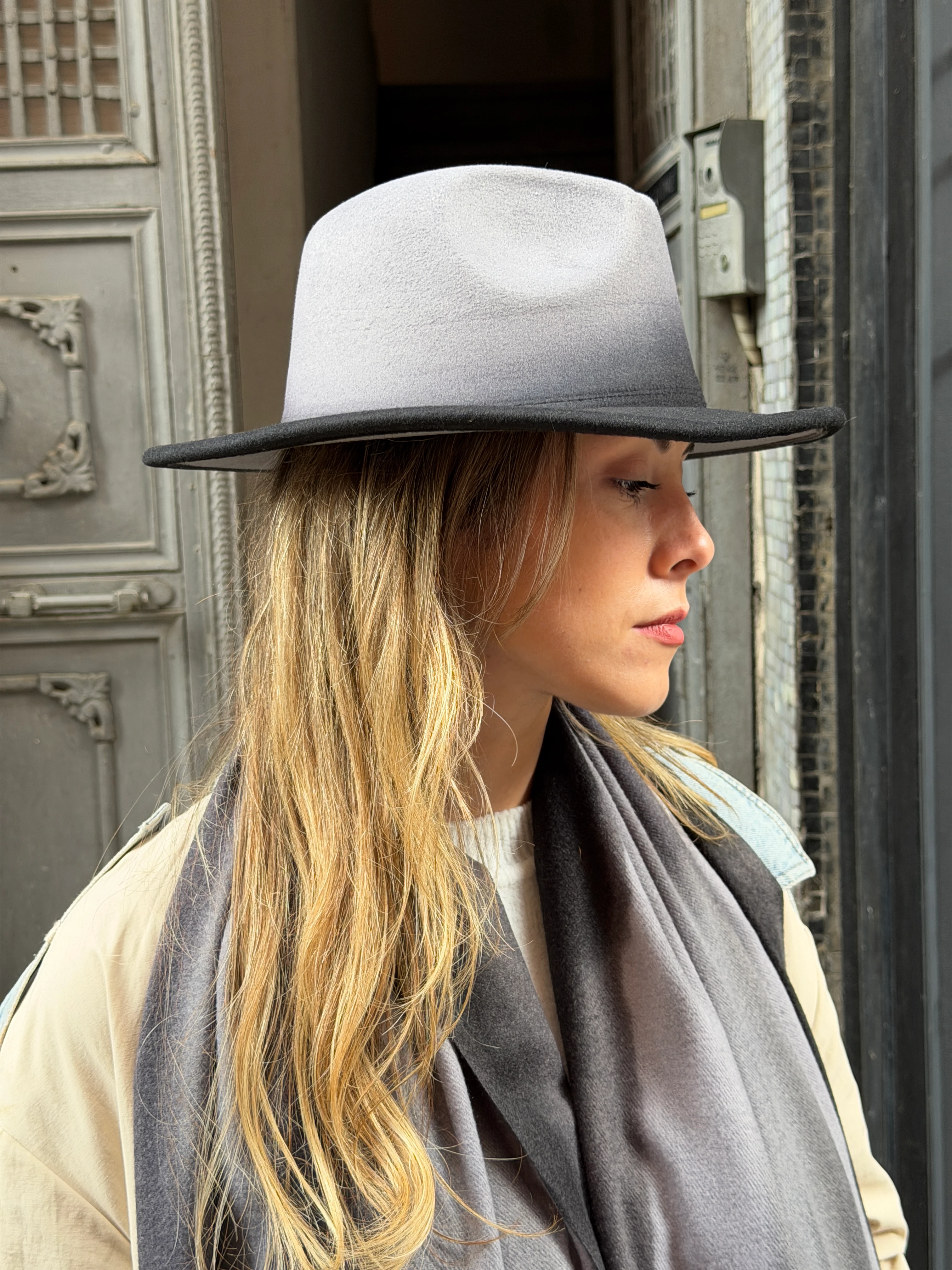 Gri Degrade Fötr Şapka