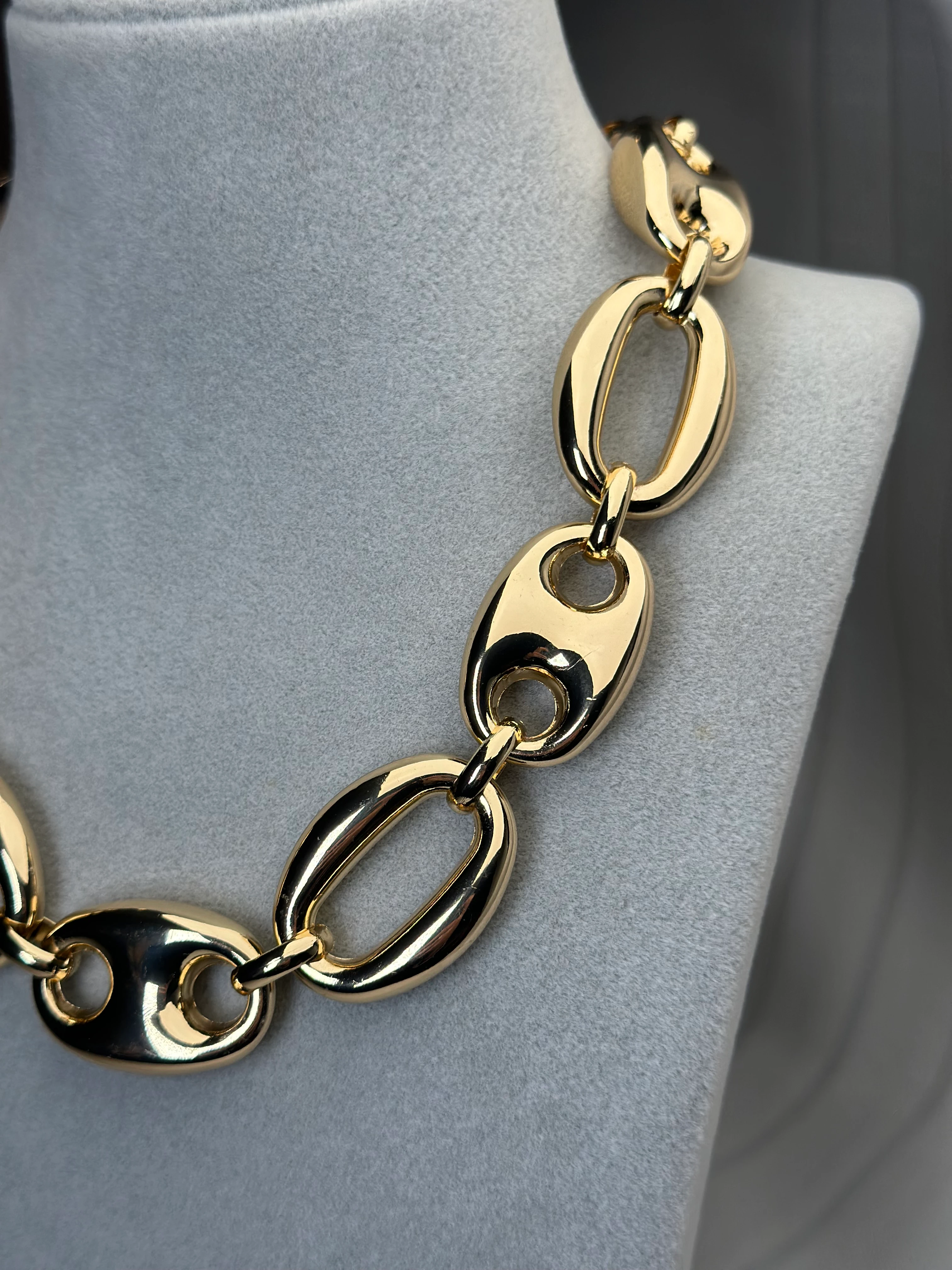 Özel Seri Gold Renk Kalın Düğme Zincir Kolye