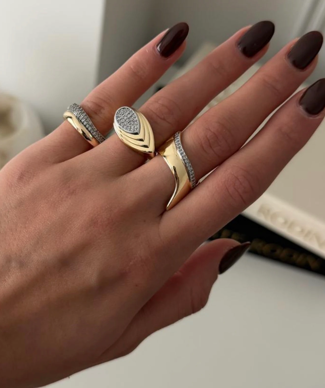 Özel Seri Çift Renk Midye Desen Yüzük