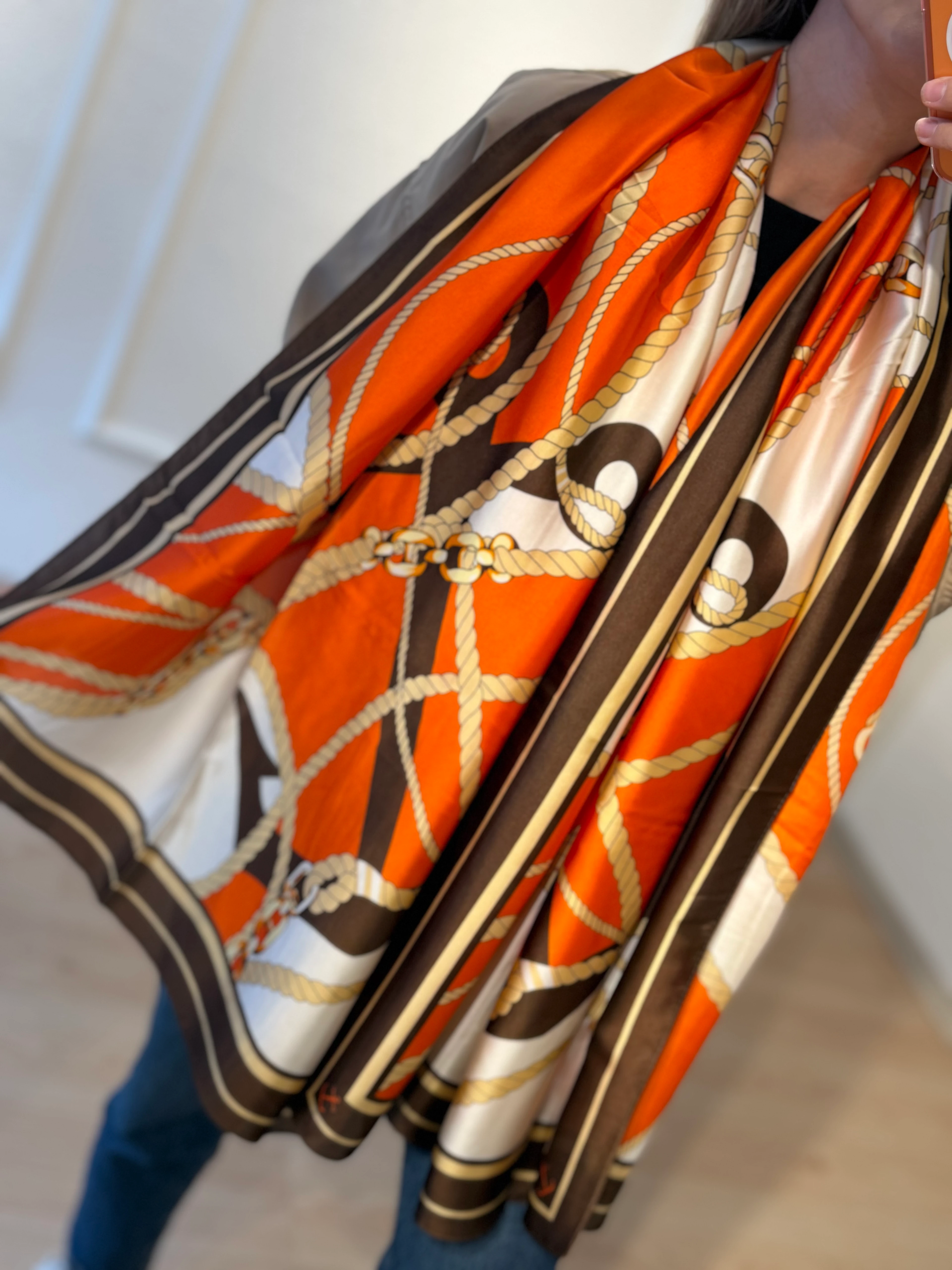 Turuncu Halat Desen Şal Fular 90*180cm