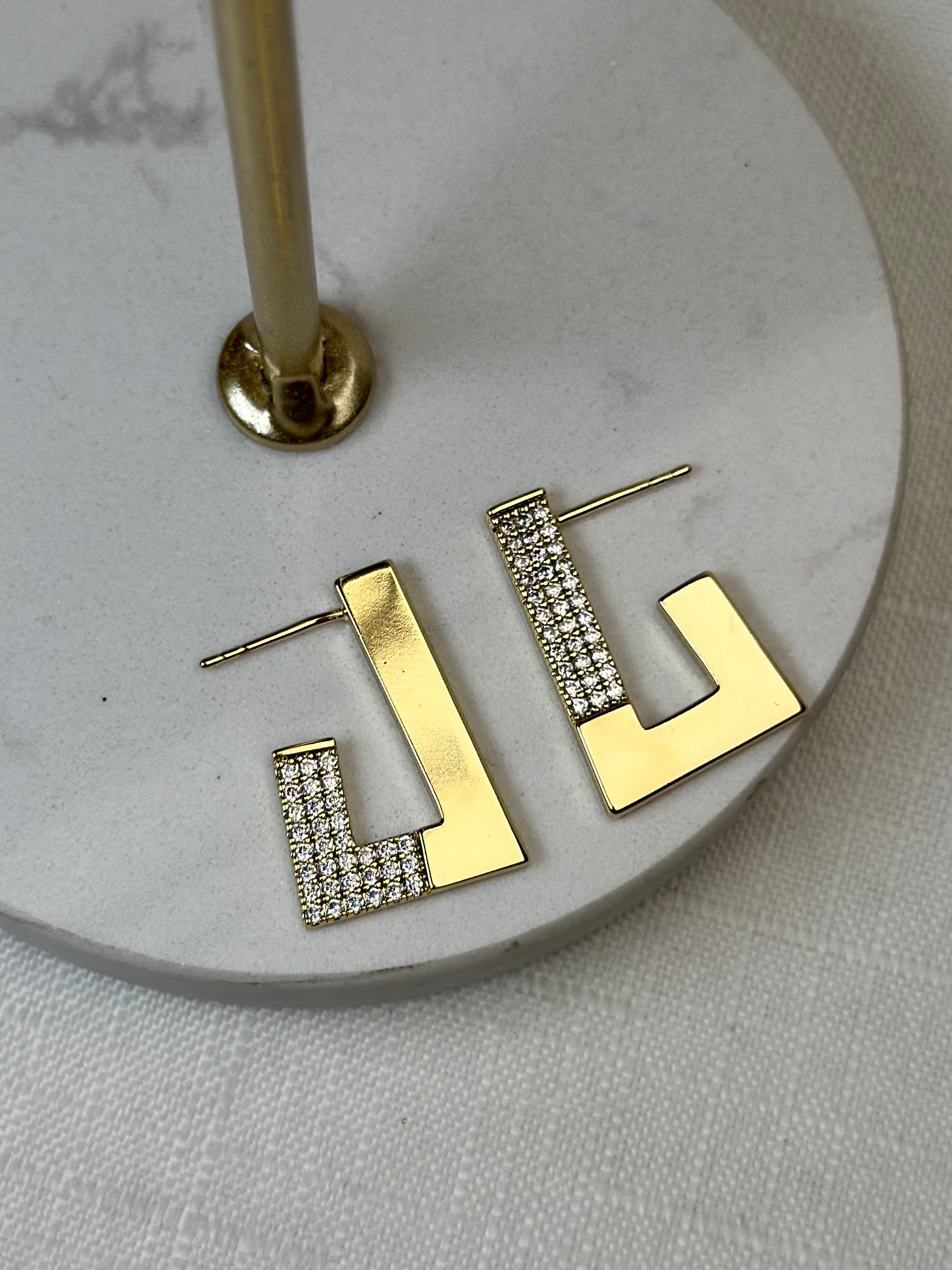 Xuping 14k Zirkon Taş Plaka Küpe