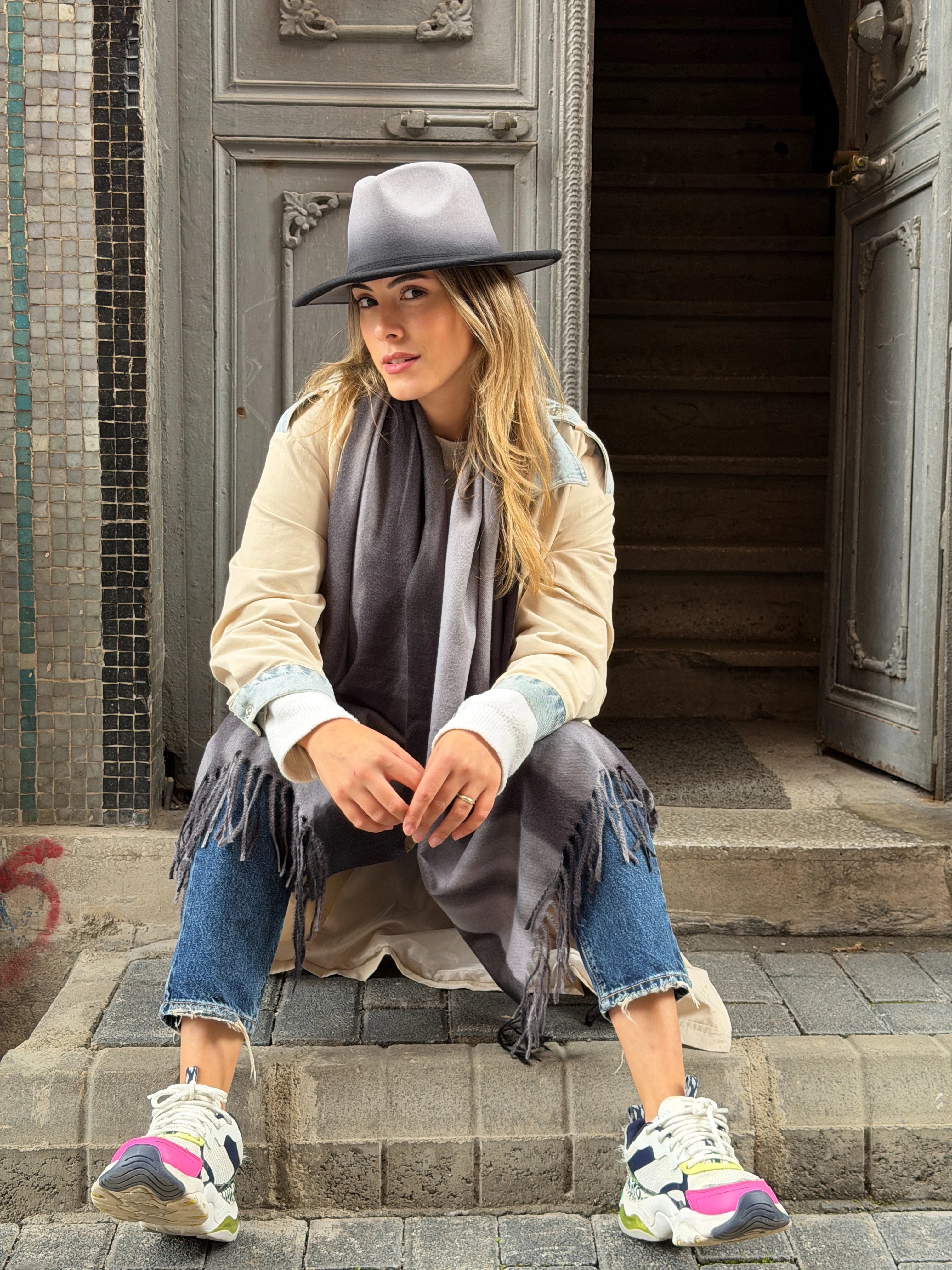 Gri Degrade Fötr Şapka