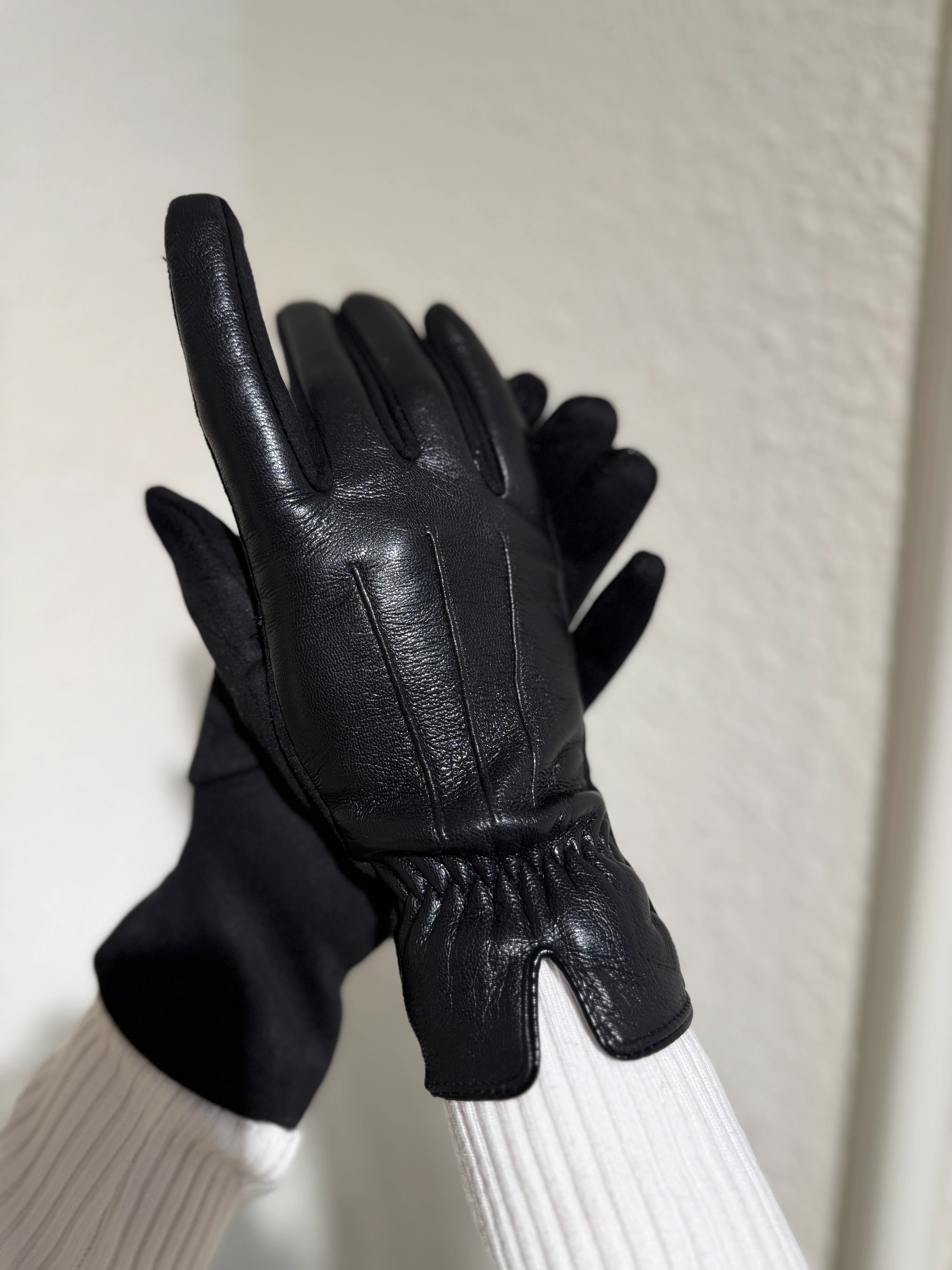 Deri Dokunmatik Siyah Eldiven