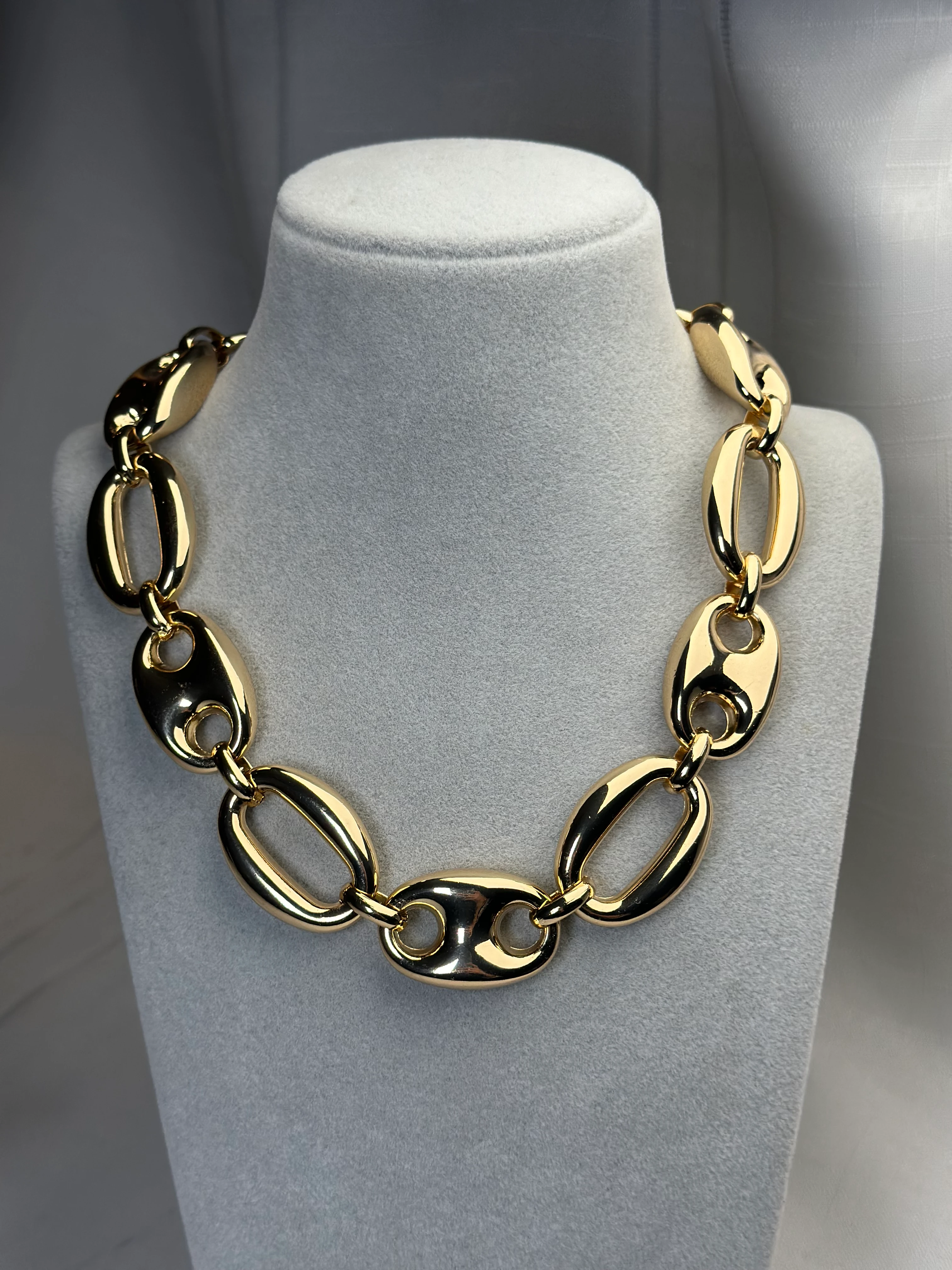 Özel Seri Gold Renk Kalın Düğme Zincir Kolye