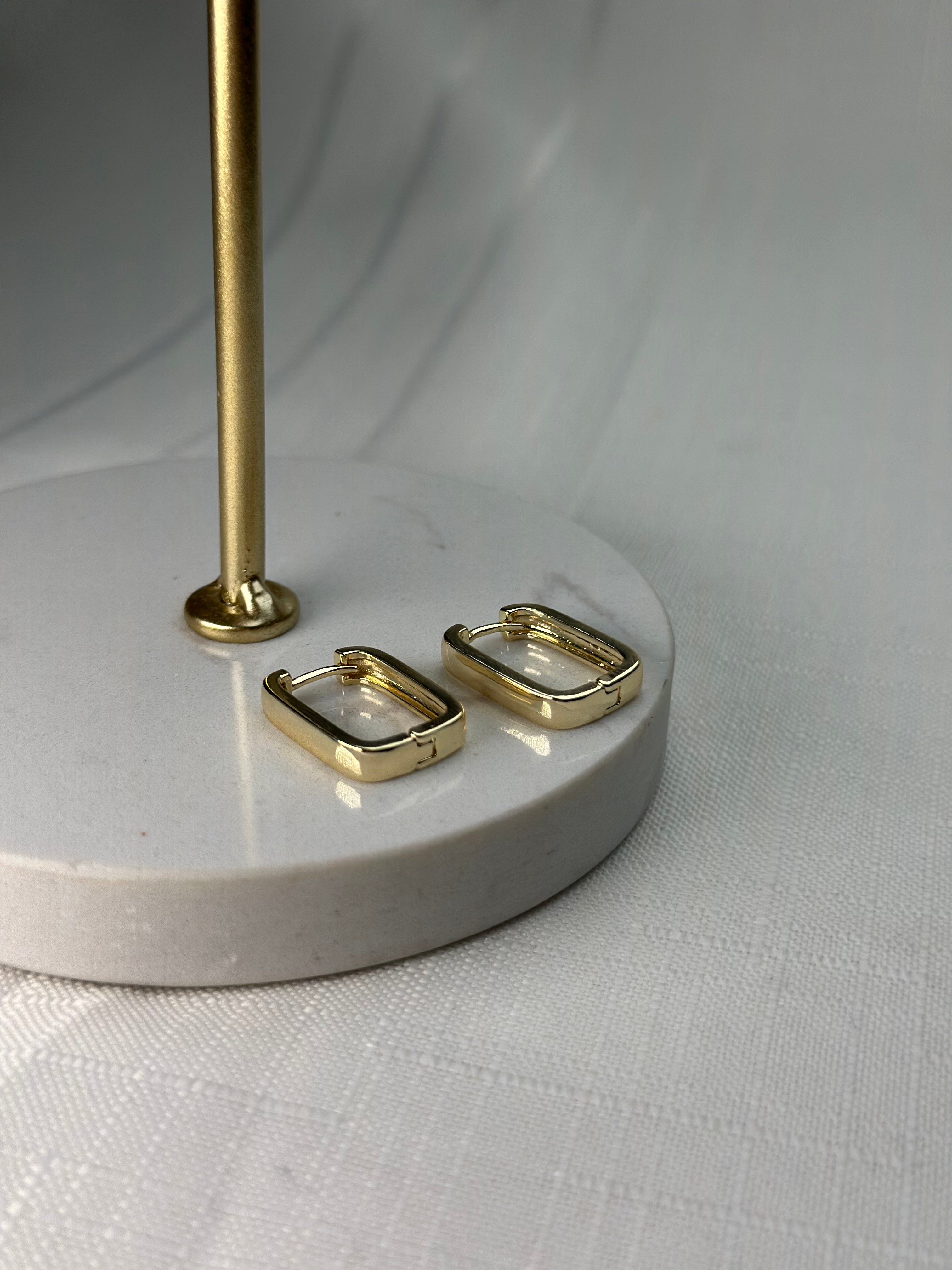Gold Renk Dikdörtgen Halka küpe