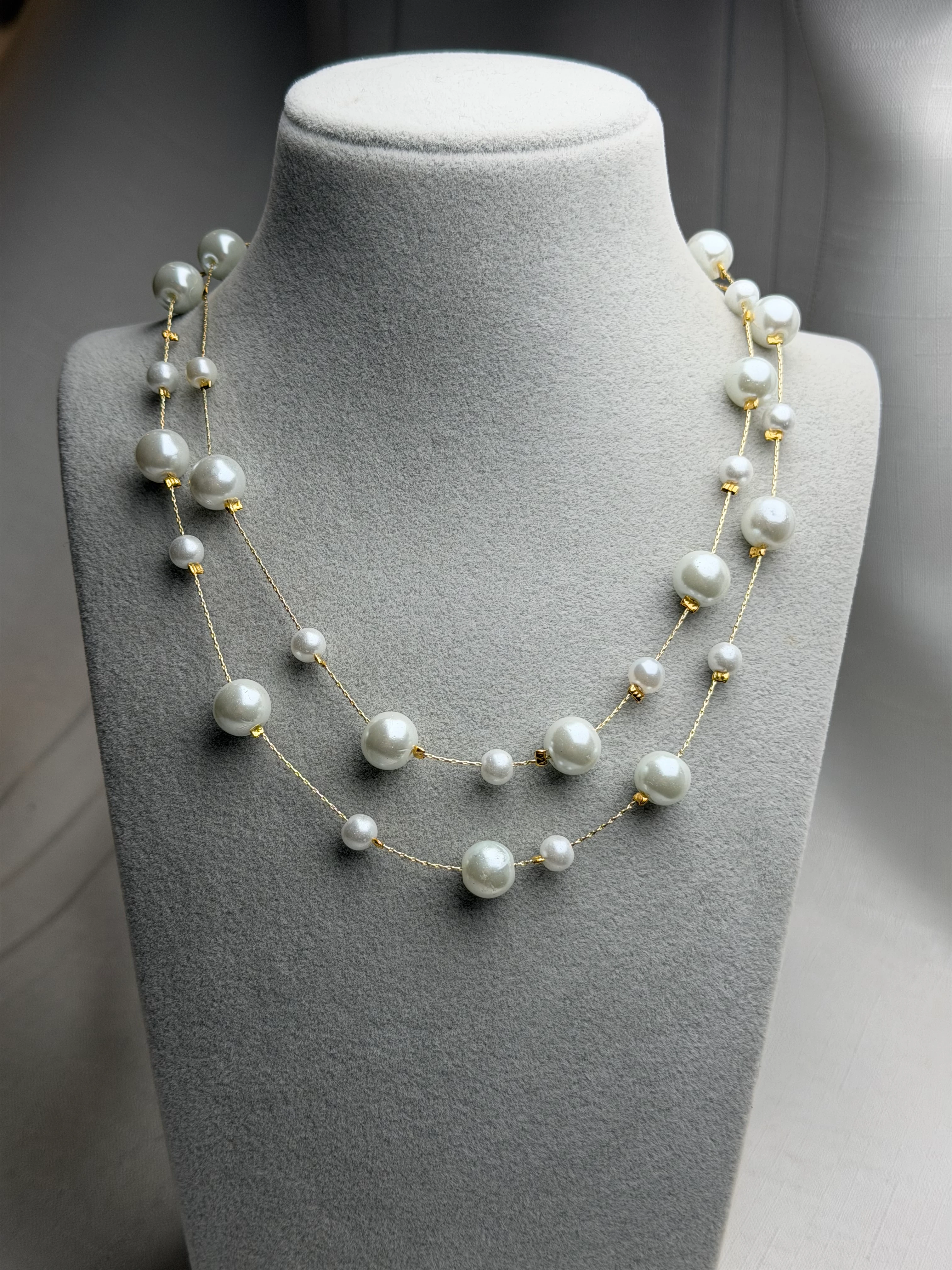 Gold Renk İkili İnci Kolye