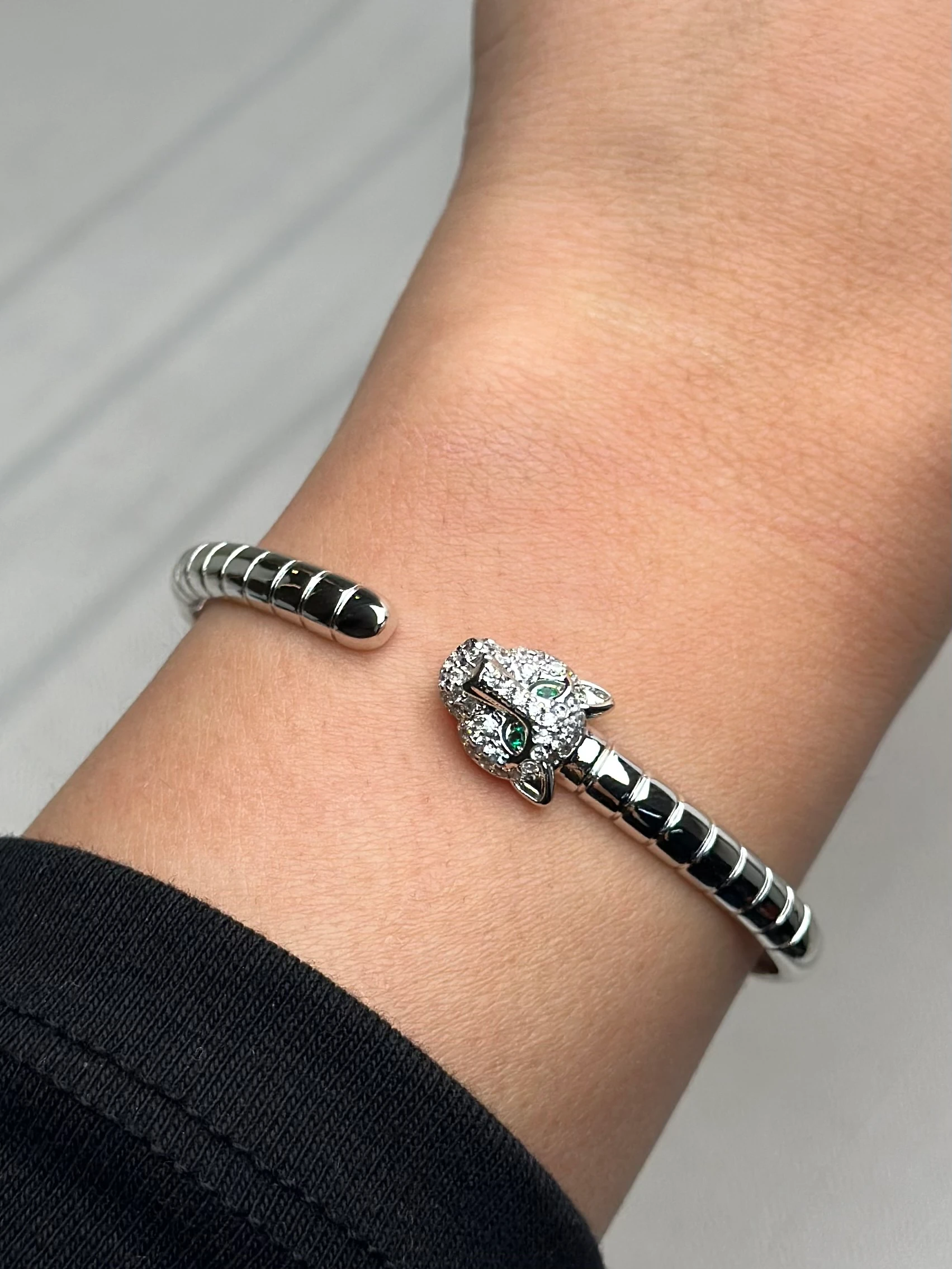 Özel Seri Gümüş Renk Zirkonyum Kaplan Bilezik