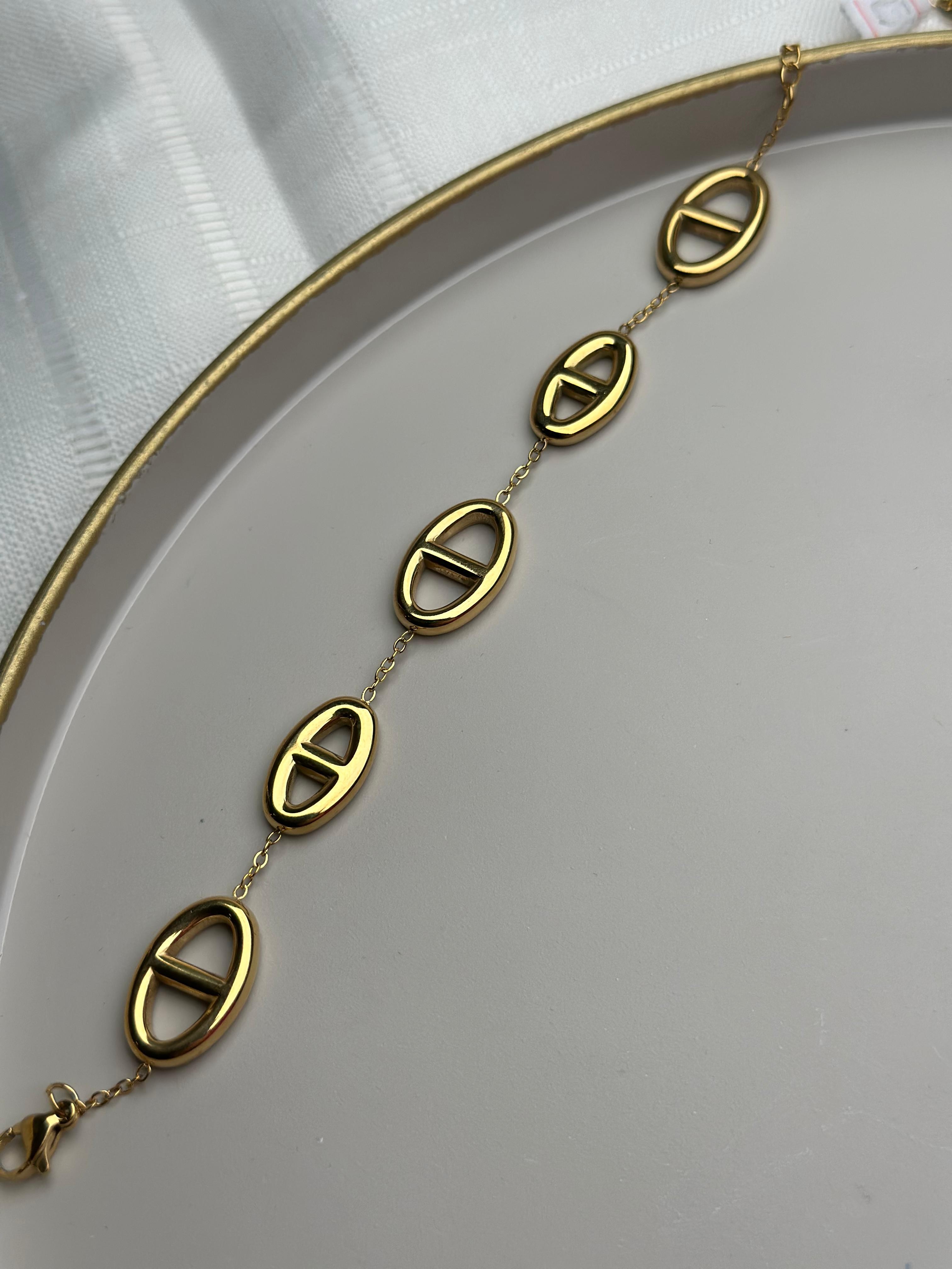 Çelik Düğme Model Gold Bileklik
