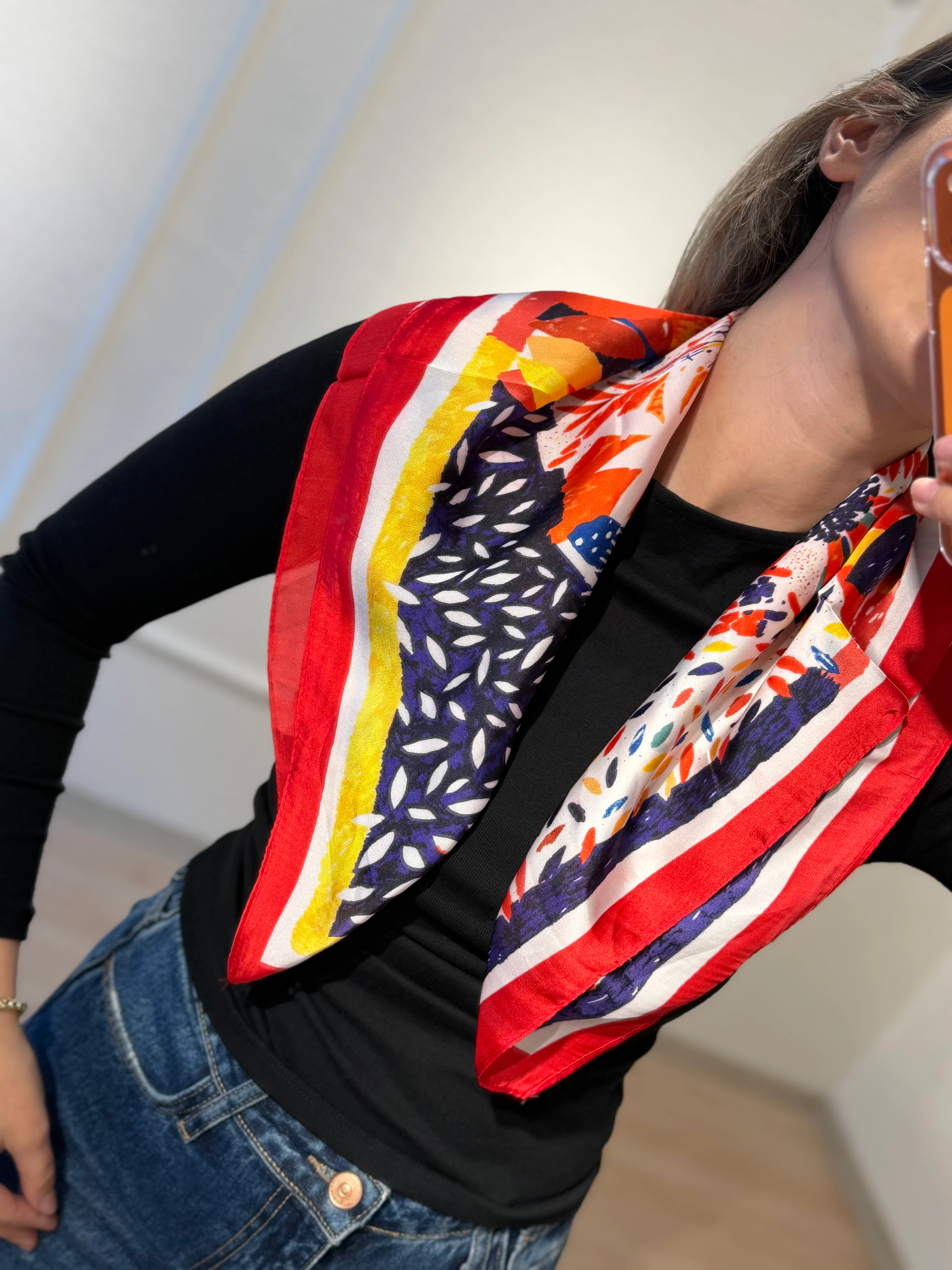 Kırmızı Renkli Fular 70*70cm