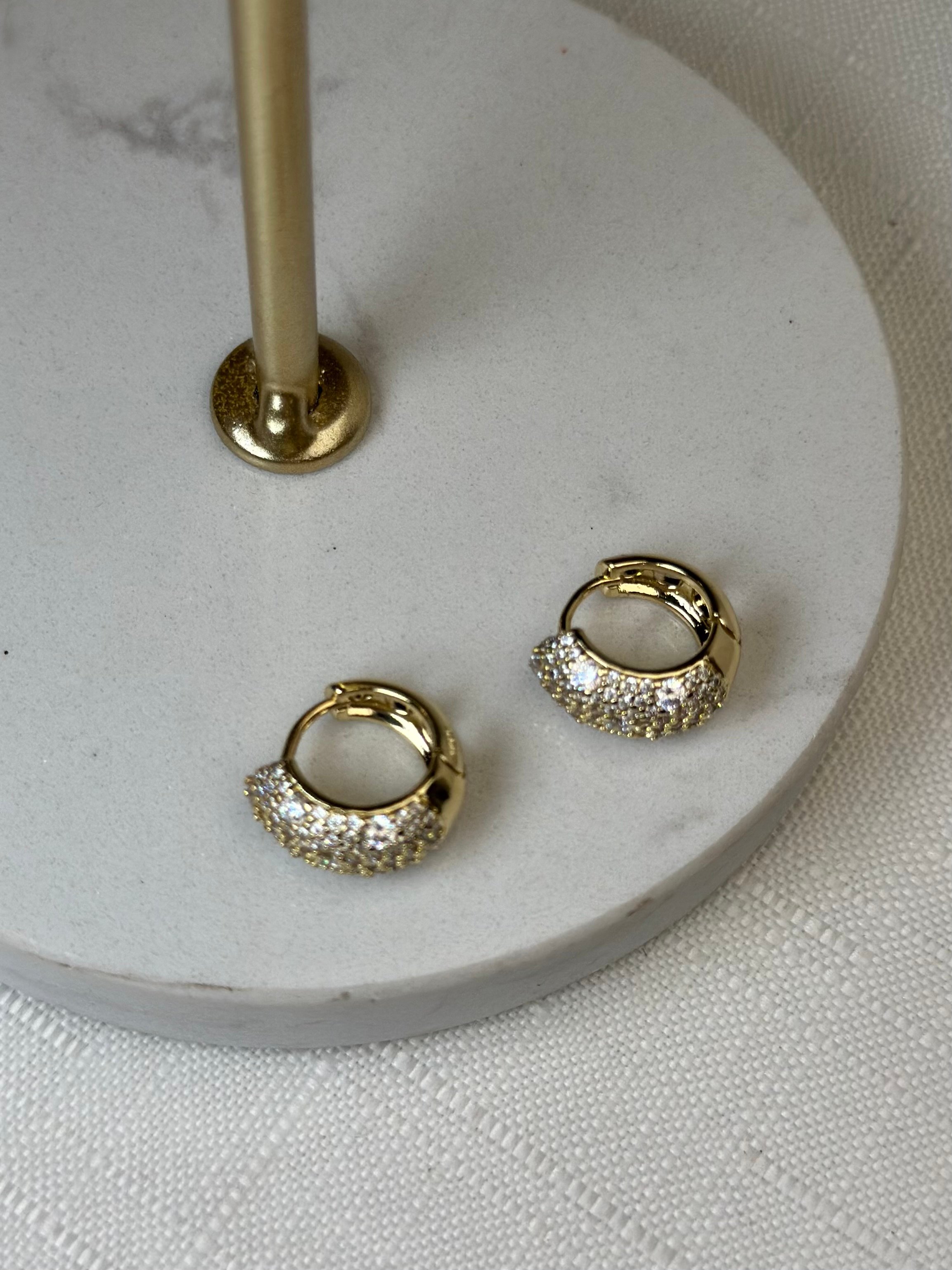 Xuping 14k Zirkon Taşlı Küçük Halka Küpe