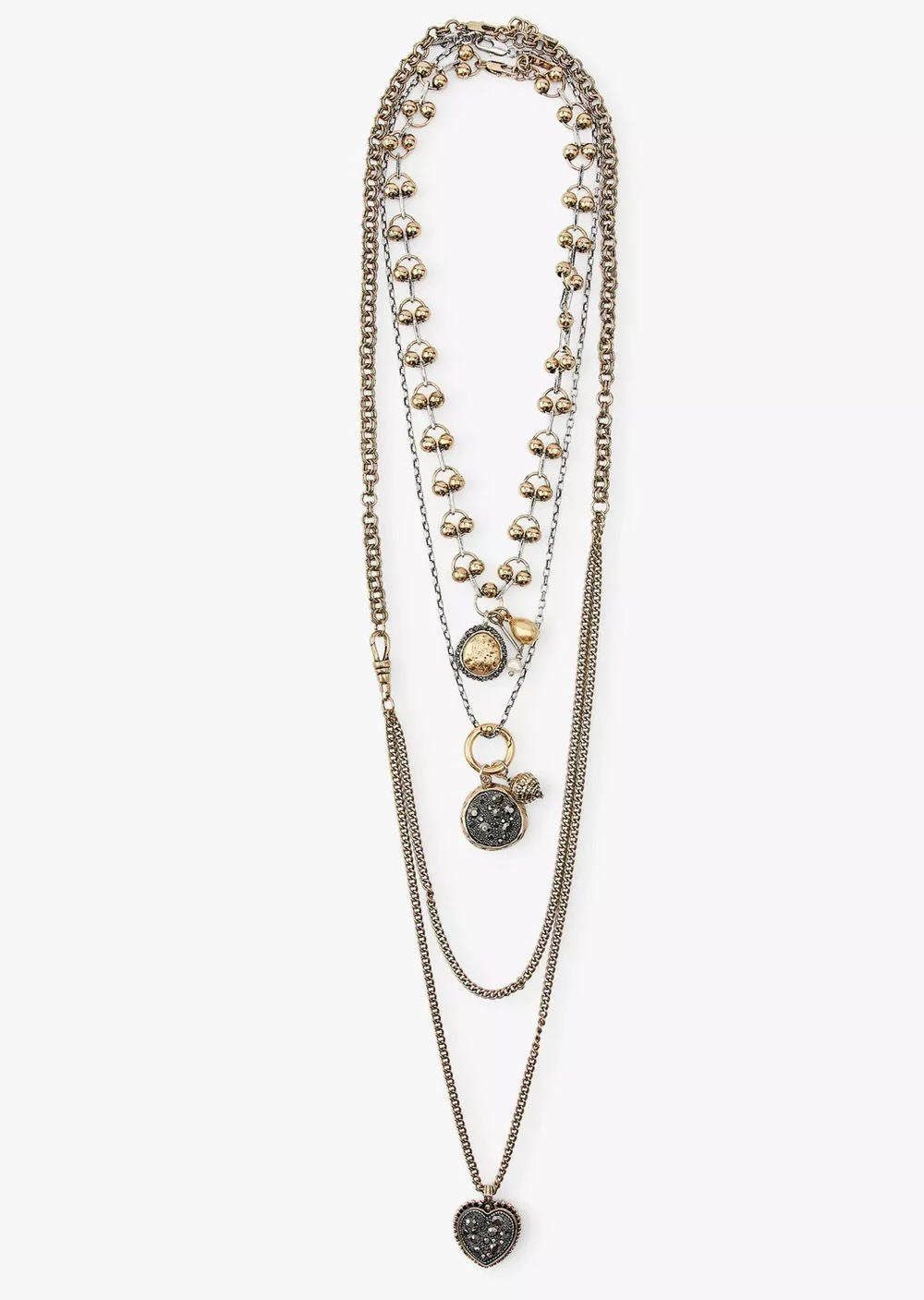 Marka Model Çift Renk Kalp Detay Üçlü Kolye