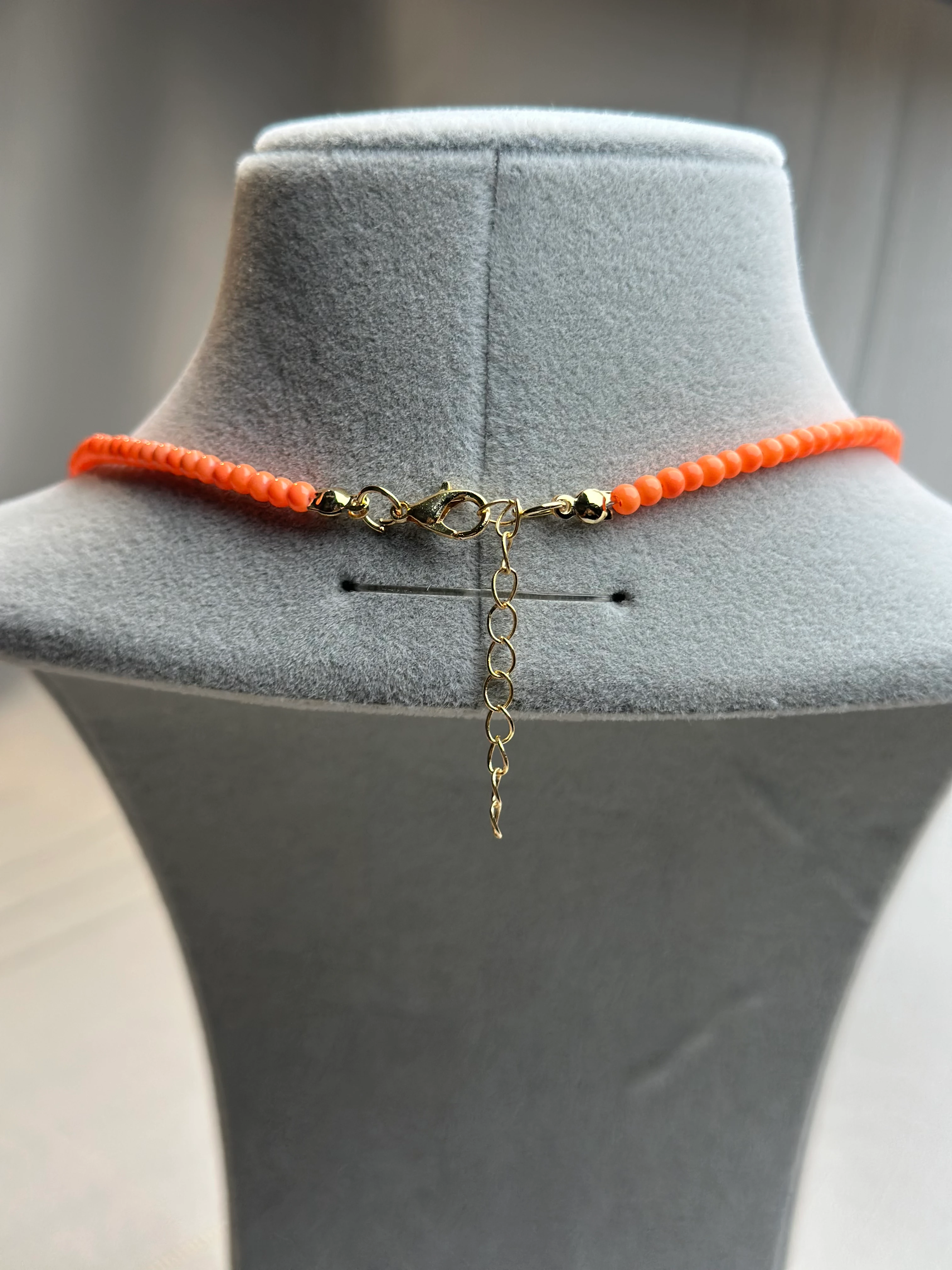 Turuncu Mavi Boncuk Göz Kolye