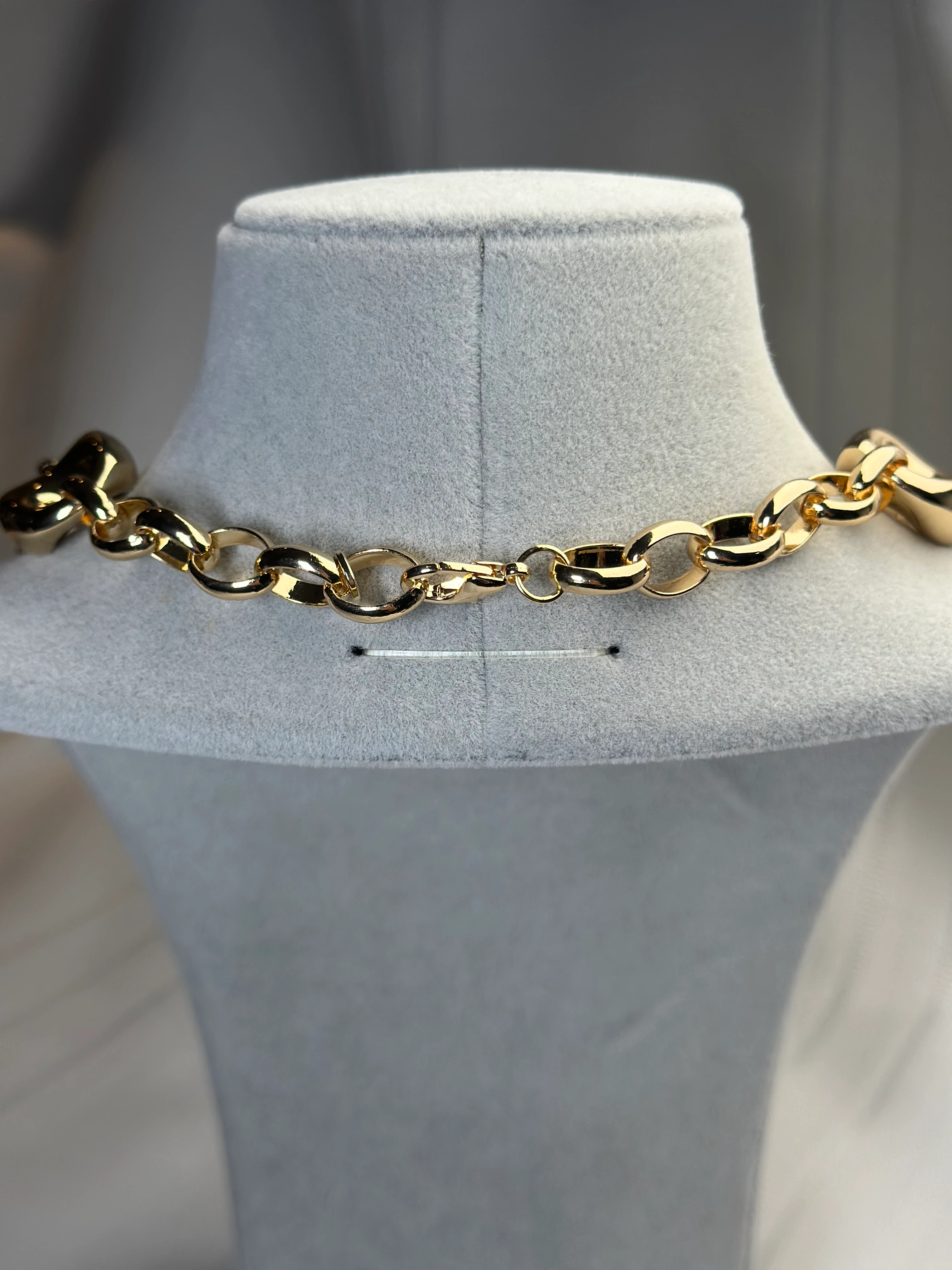 Özel Seri Gold Renk Kalın Düğme Zincir Kolye