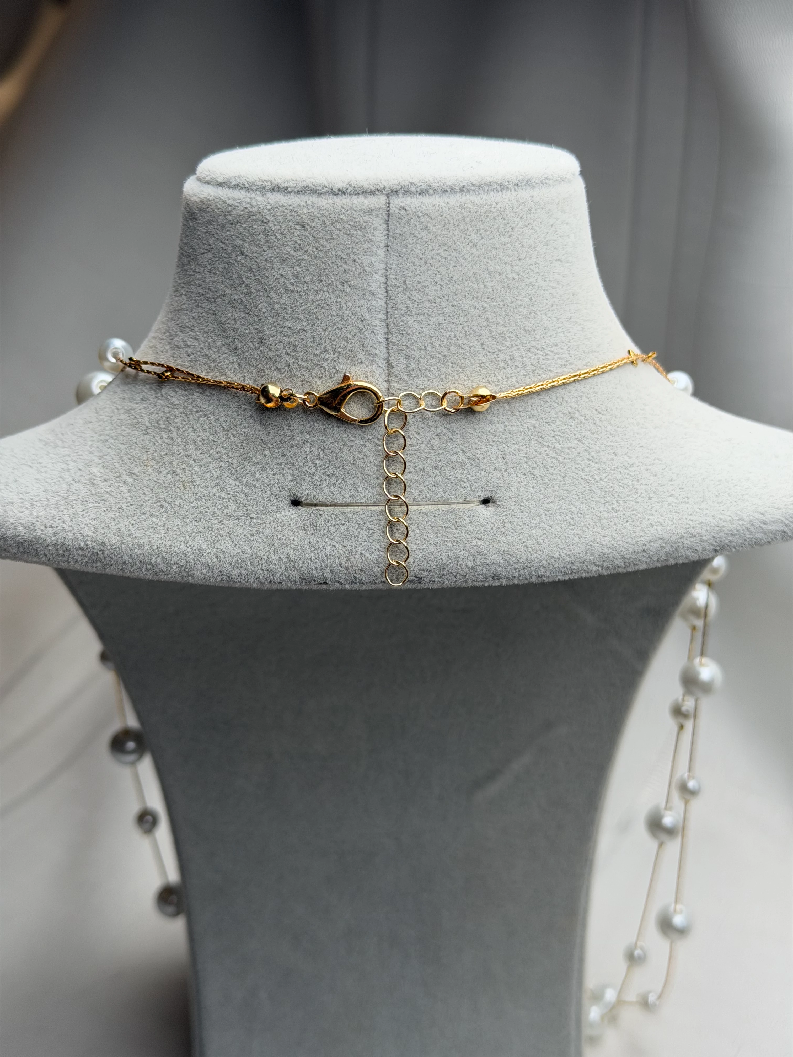 Gold Renk İkili İnci Kolye 70cm