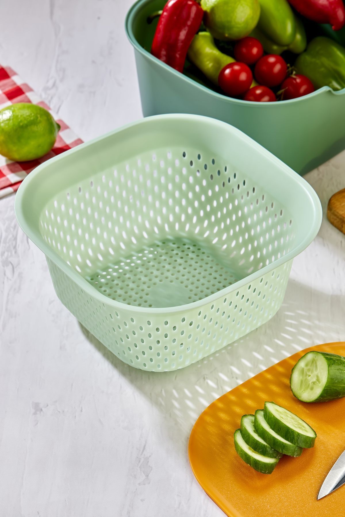 5 Parça Çok Amaçlı Karıştırma Kabı Süzgeç Kesme Tahtası Limon Sıkacağı