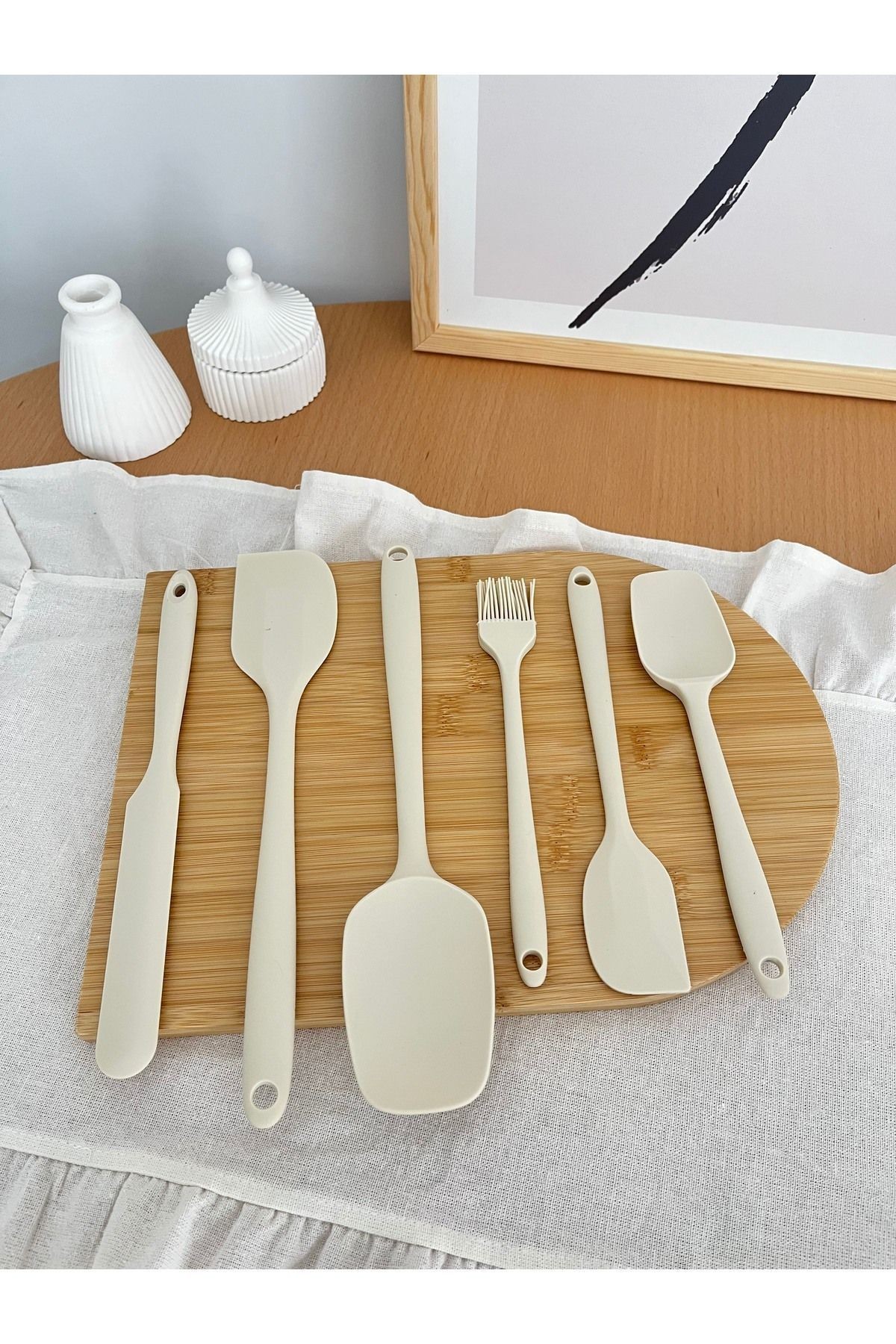 10 Parça Silikon Mutfak Gereçleri Seti – Bambu Saplı Servis ve Pişirme Gereçleri