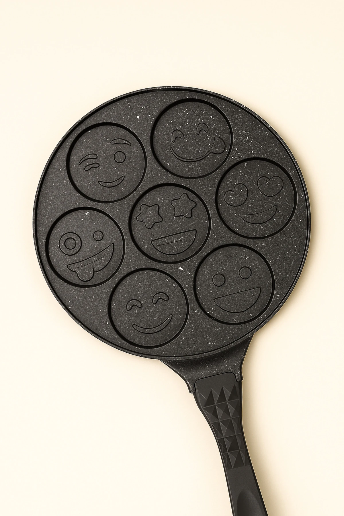 Emoji Granit Pankek Tava 28 cm | 7’li Gülücük Desenli Döküm Tava