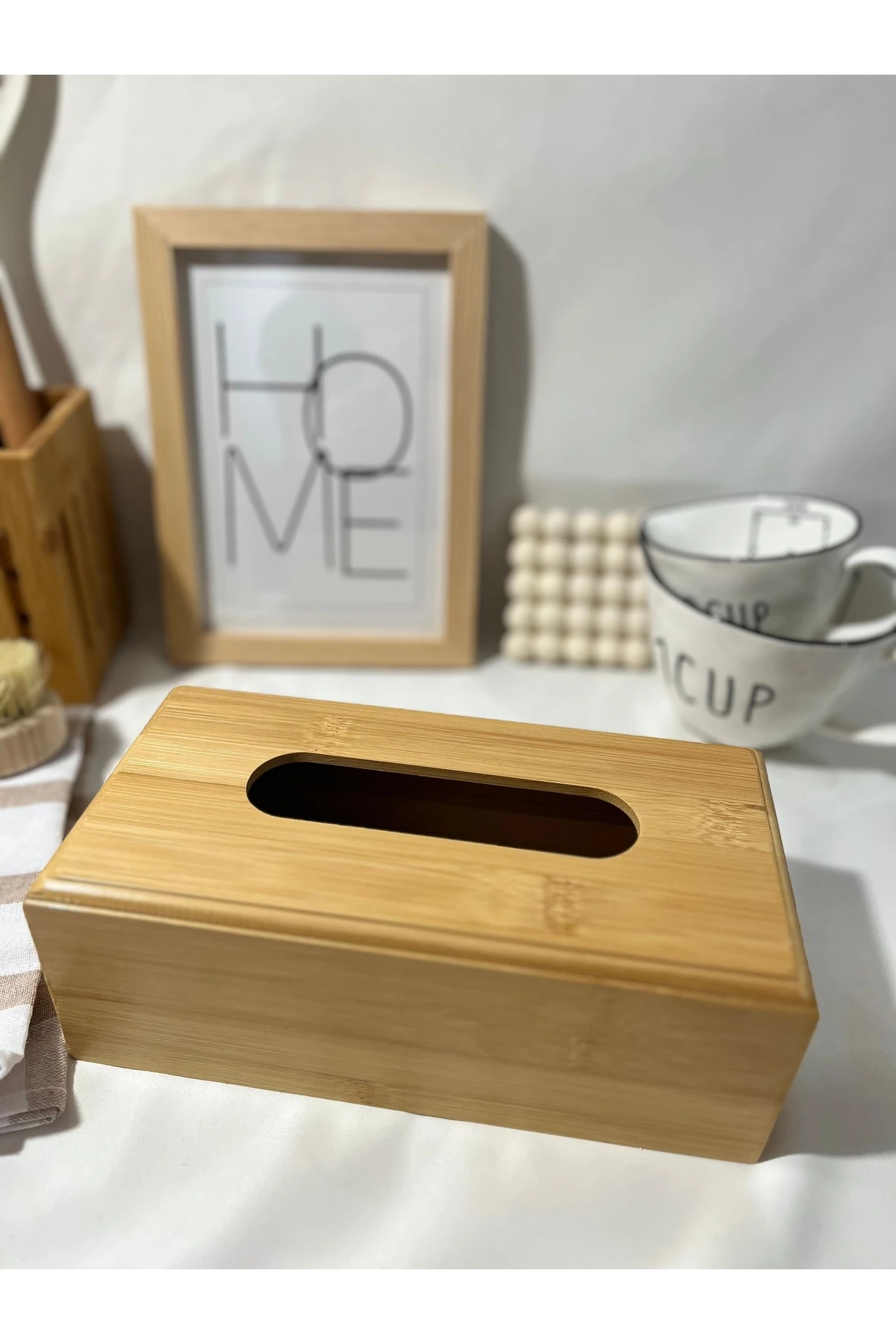 Dikdörtgen  Bambu Peçetelik, Kutu, Mendil Kutusu ve Saklama Kutusu