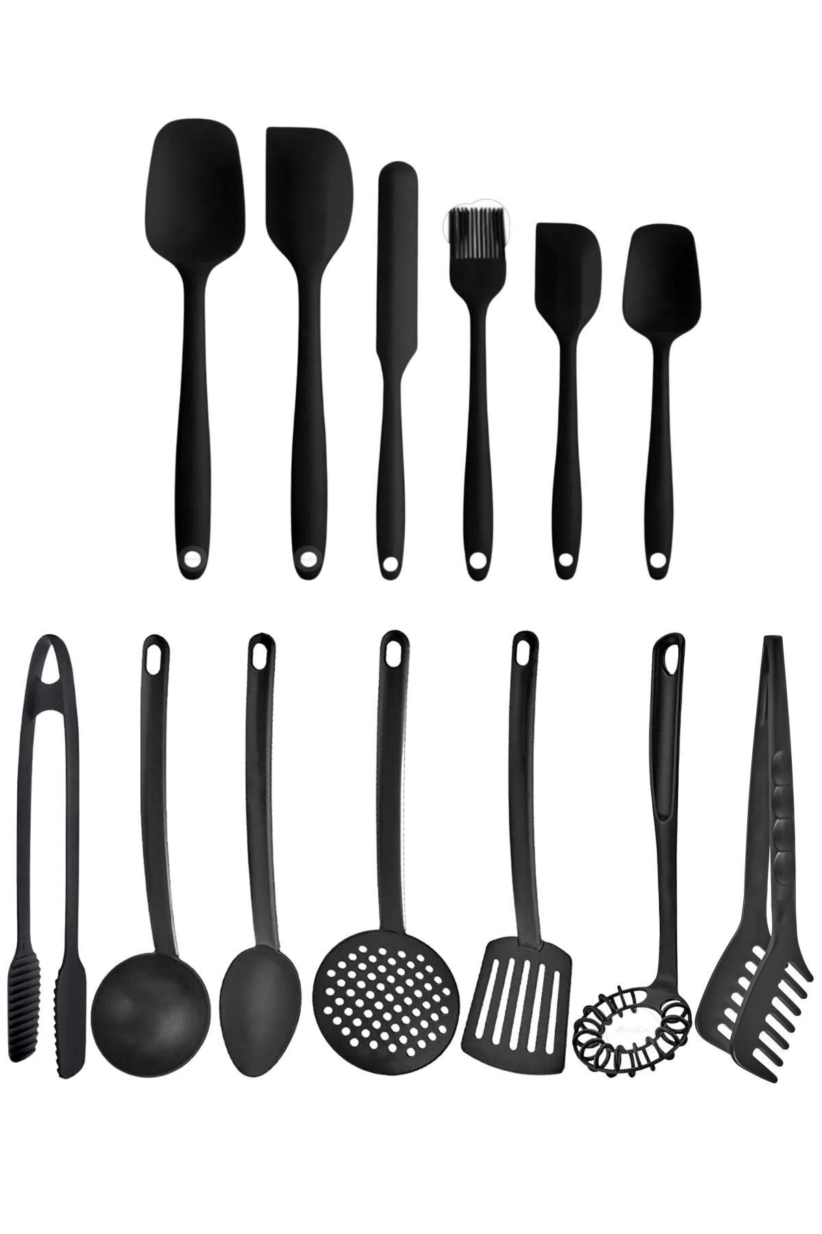13 Parça Silikon ve Teflon Spatula Seti | Pişirme ve Servis Gereçleri