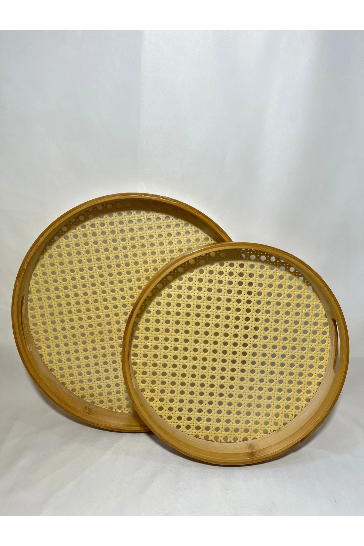 2'li Bambu Hazeran Yuvarlak Tepsi, Sunumluk