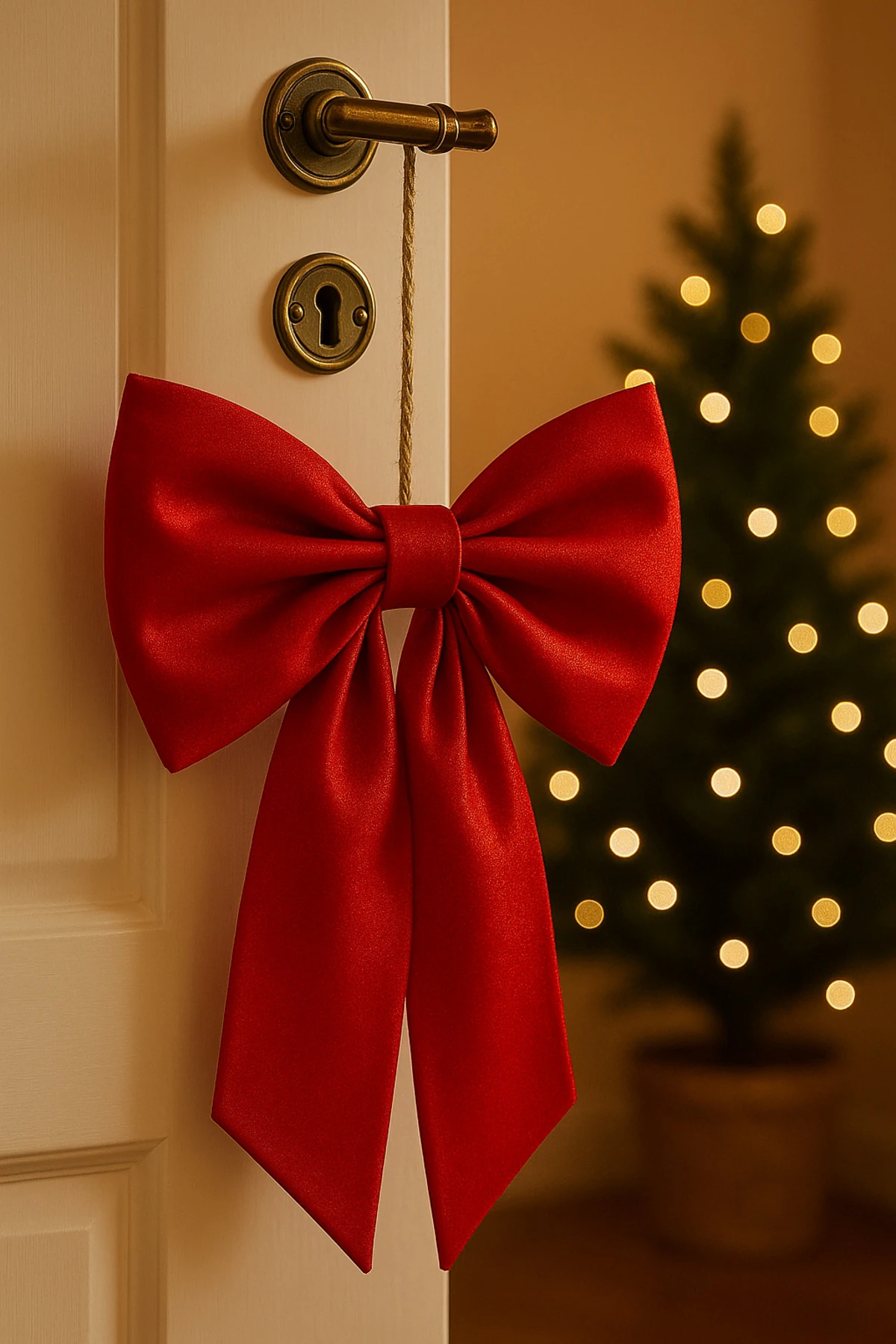 Keten Çizgili Kapı Fiyonk Süsü | Askılı Dekoratif Kapı Süsü 28x15 cm