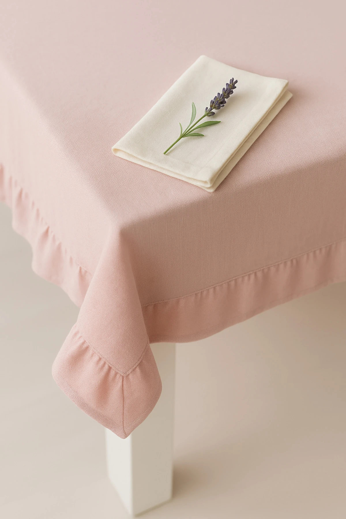 Fırfırlı Ham Keten Masa Örtüsü –  Fırfırlı Masa Örtüsü