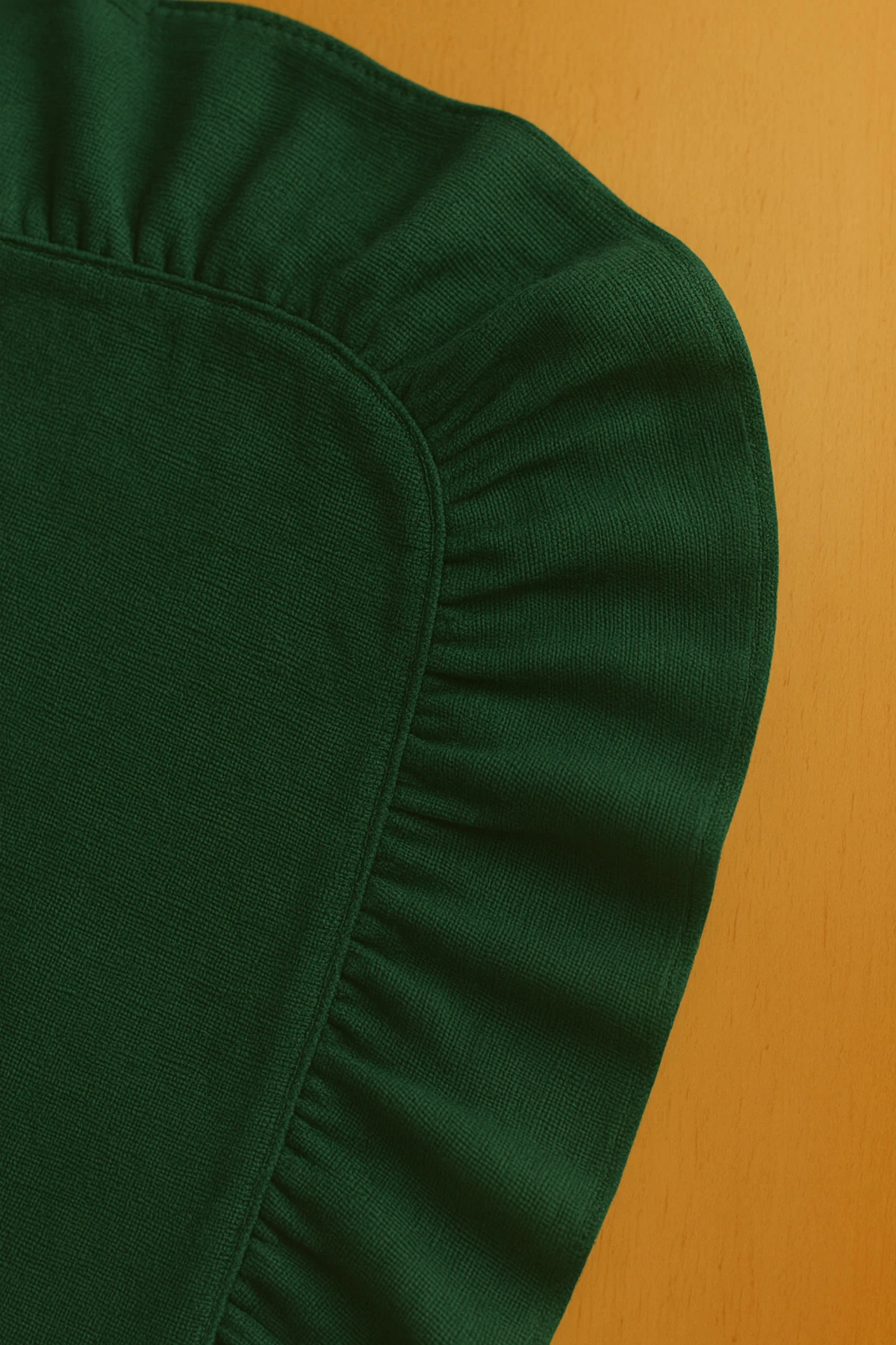 6'lı  Fırfırlı Pamuk Keten Amerikan Servis - Keten Supla - 4 Kenar Fırfırlı - Yeşil