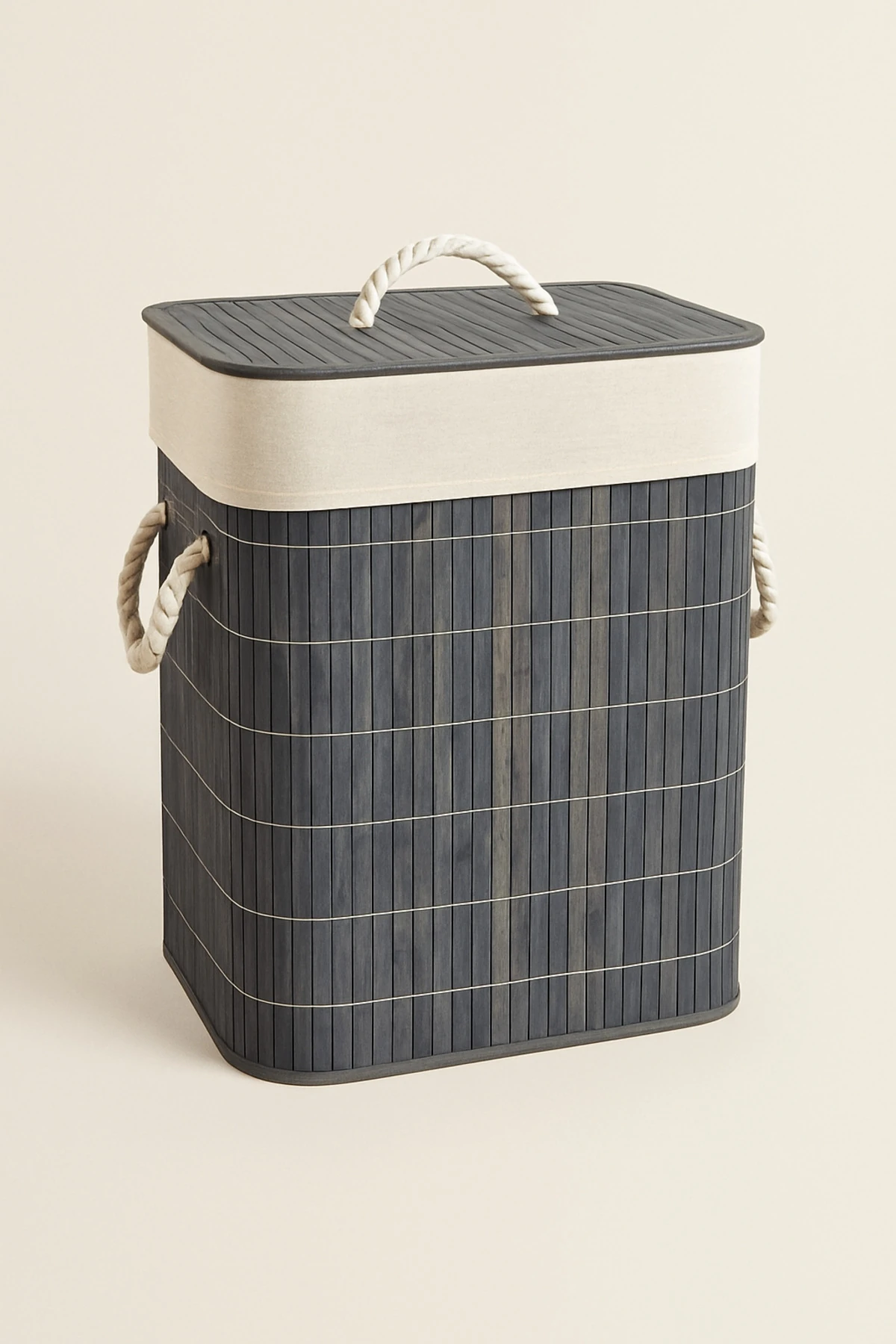 Gri Bambu Çamaşır Sepeti – 40x30x60 cm | 72 L Kapasiteli