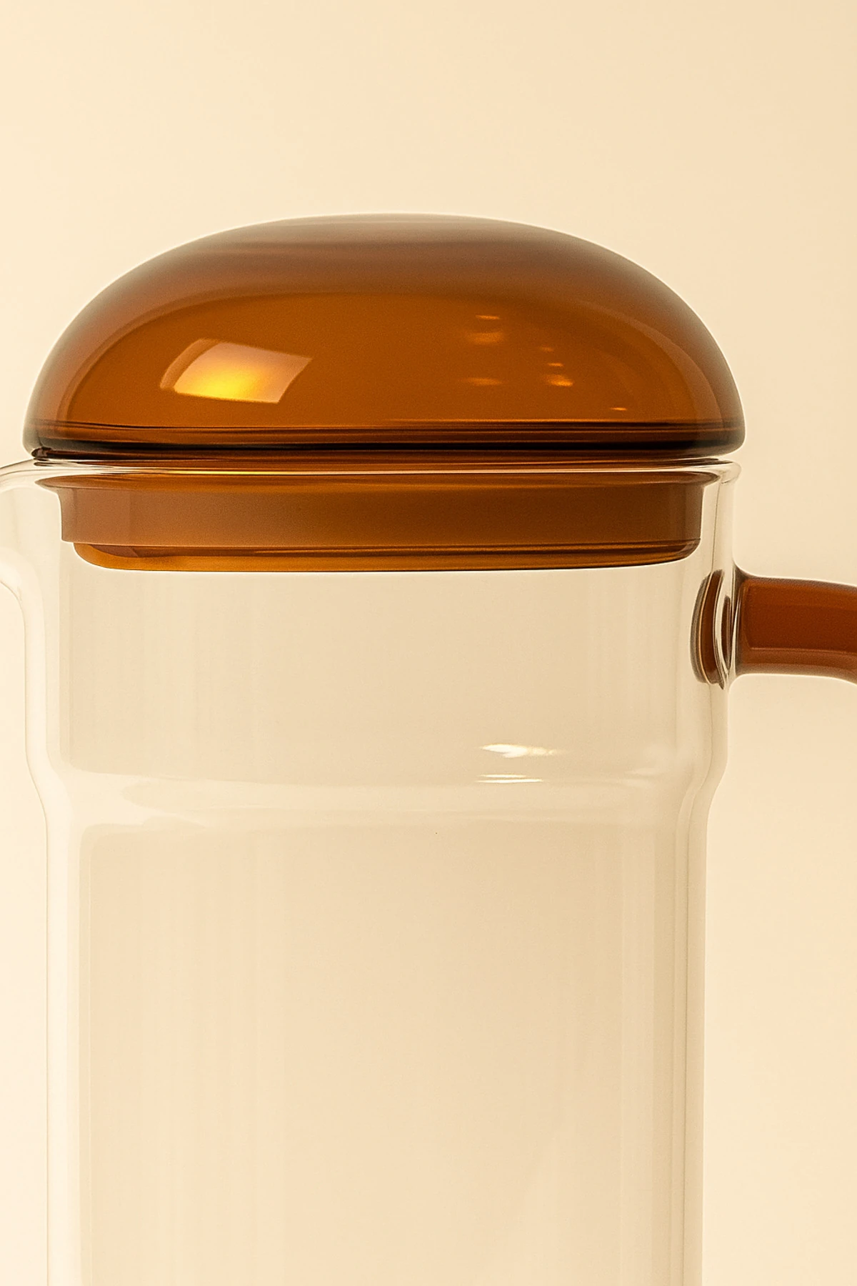 Kapaklı Cam Sürahi – Renkli Kulp Tasarım