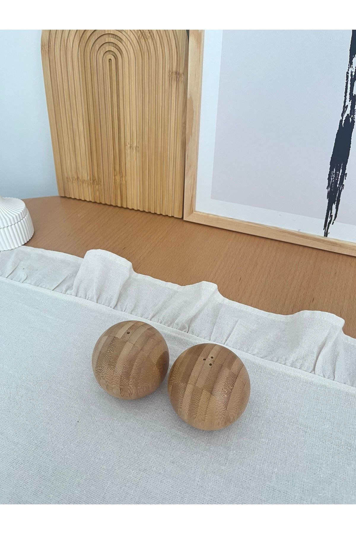 Bambu Tuzluk ve Biberlik Seti | Doğal Ahşap Kompakt Masaüstü Baharatlık