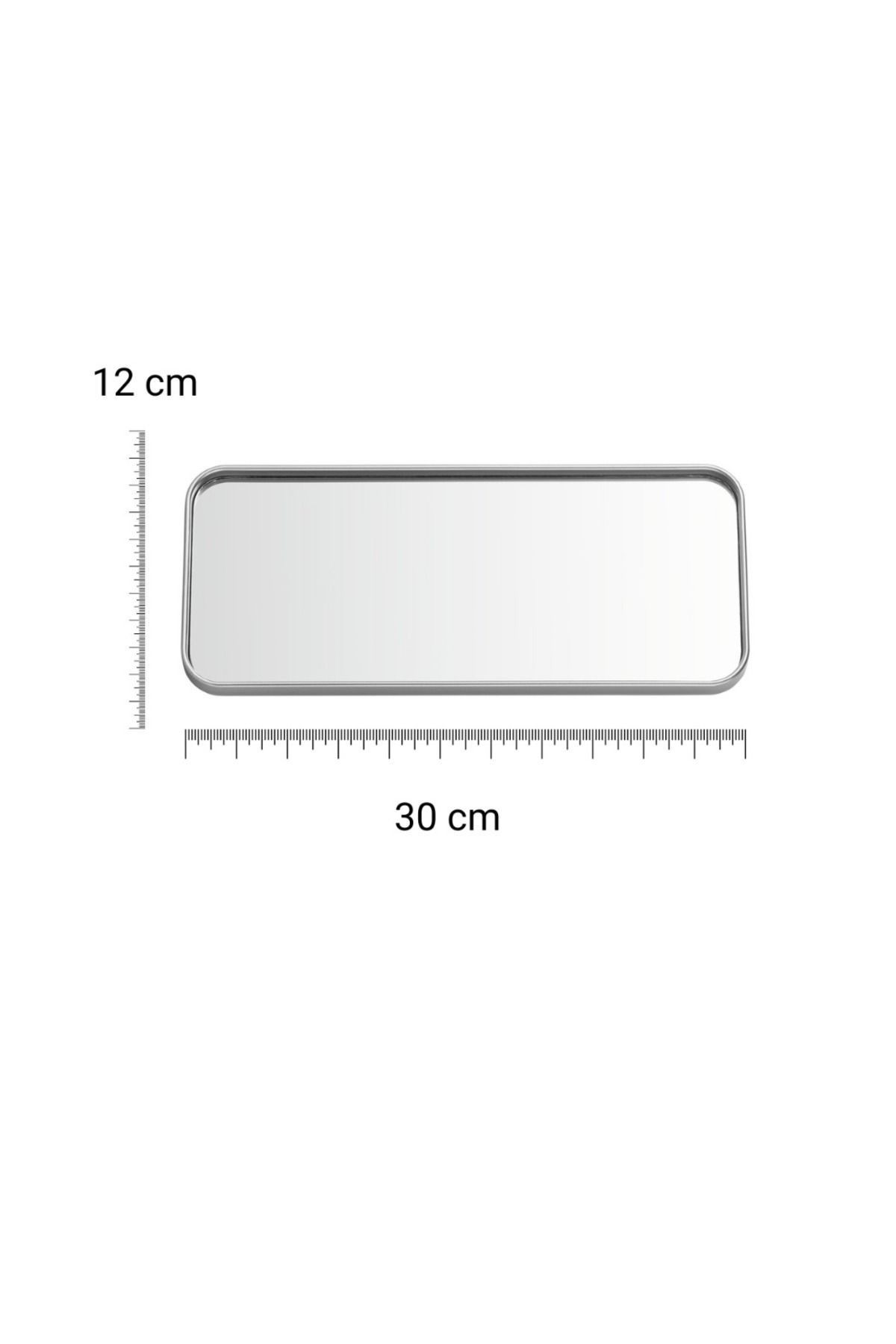 3 Adet Dikdörtgen Ayna Tepsi – Dekoratif Duvar Aynası & Takı Organizer 12x30 - gümüş