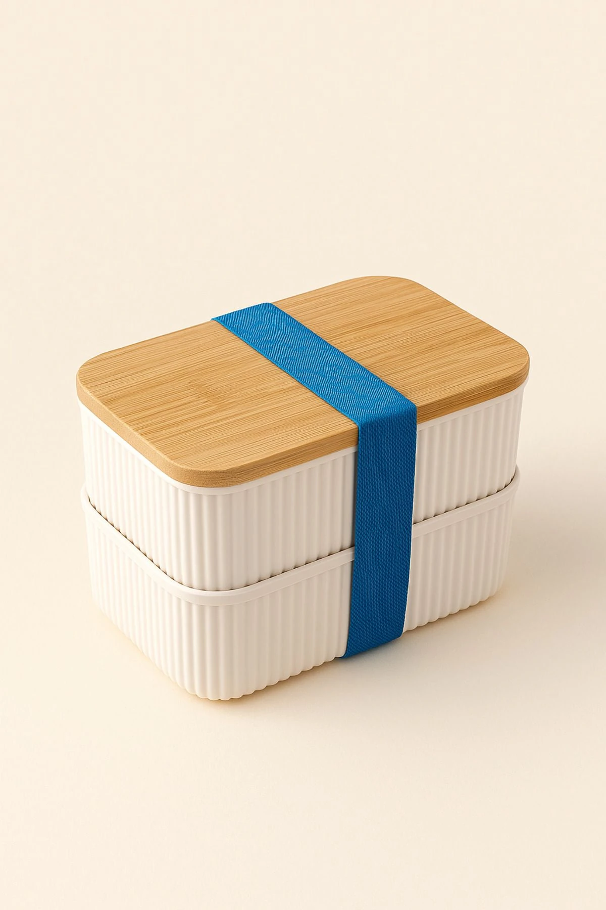 İkili Bambu Kapaklı Saklama Kabı – Taşınabilir Yemek Kabı Seti