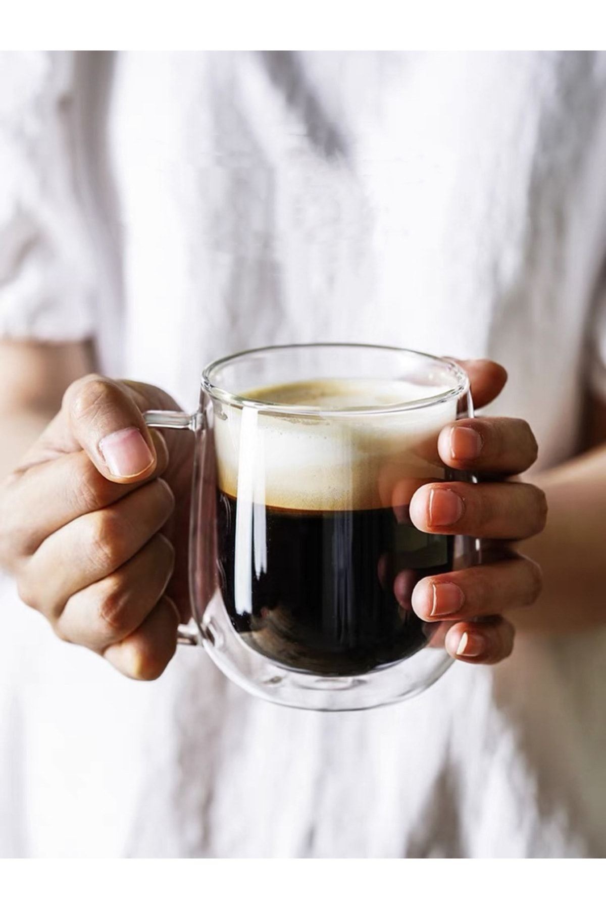 350 ml Çift Cidarlı Cam Bardak – Isıya Dayanıklı Kahve ve Çay Bardağı