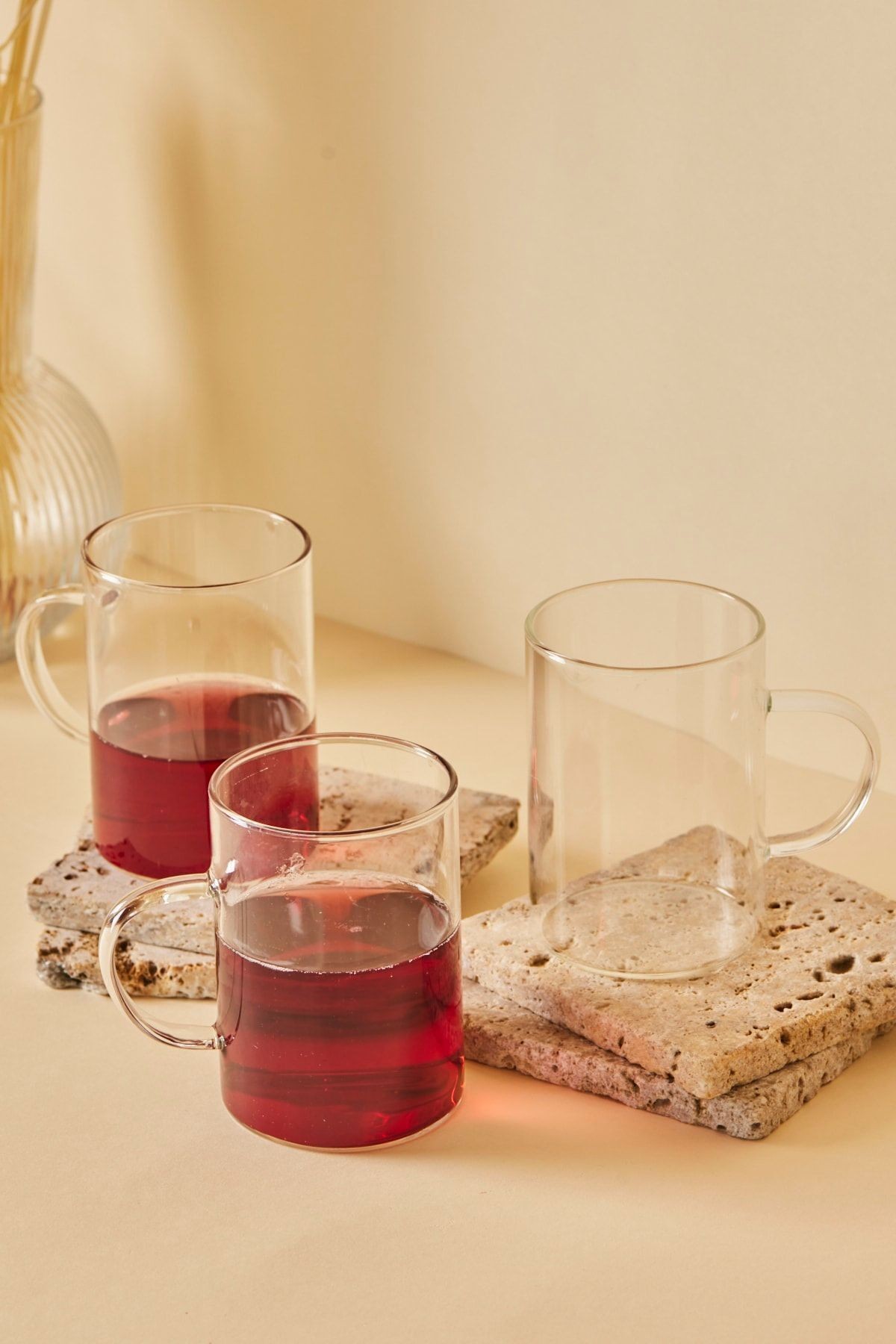 3'lü Borosilikat Isıya Dayanıklı Termısıl Cam Kupa Bardak (3 X 200 Ml)