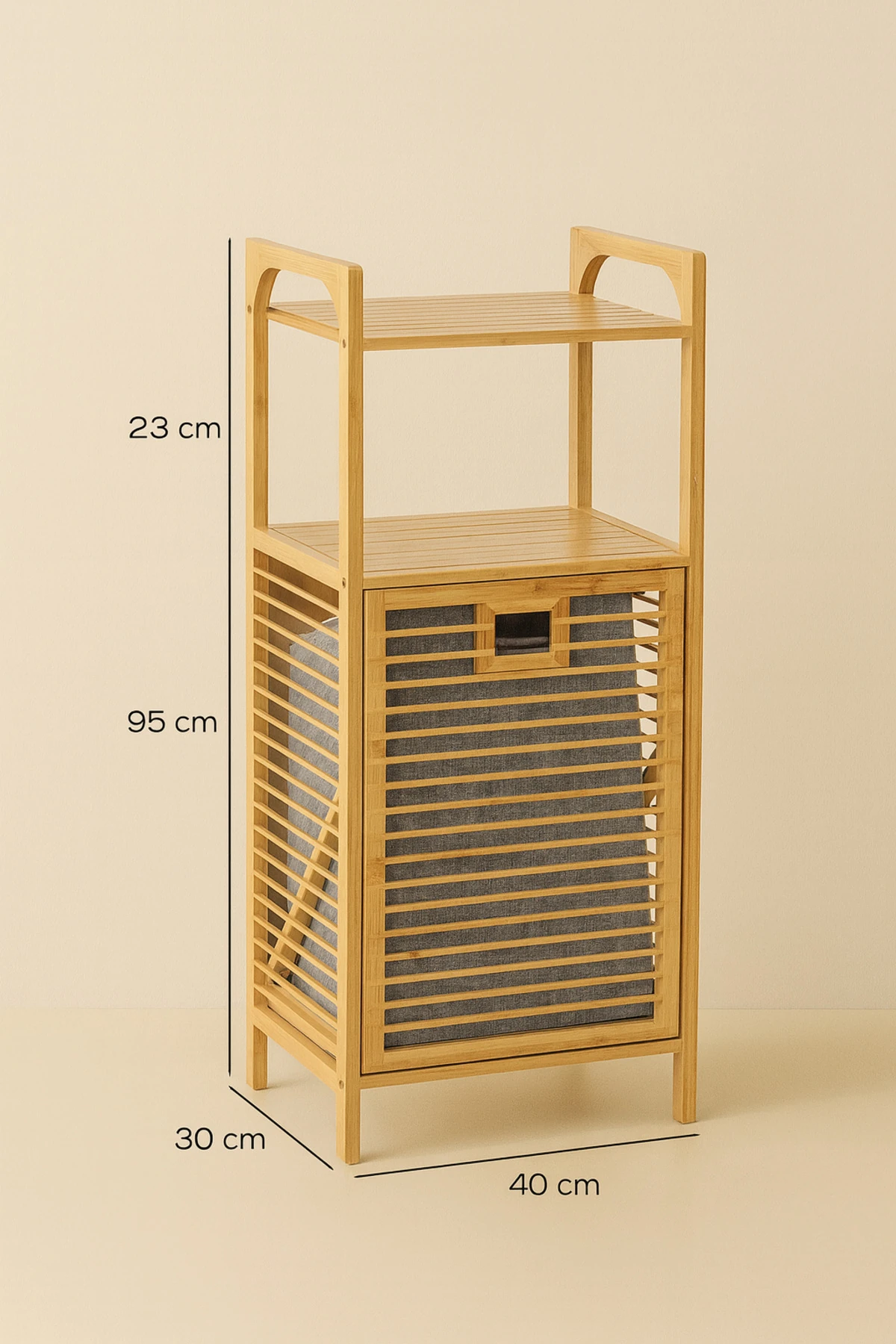 Bambudan Çok Amaçlı Sepetli Çamaşır Sepeti & Raf | 2 Katlı Banyo Düzenleyici