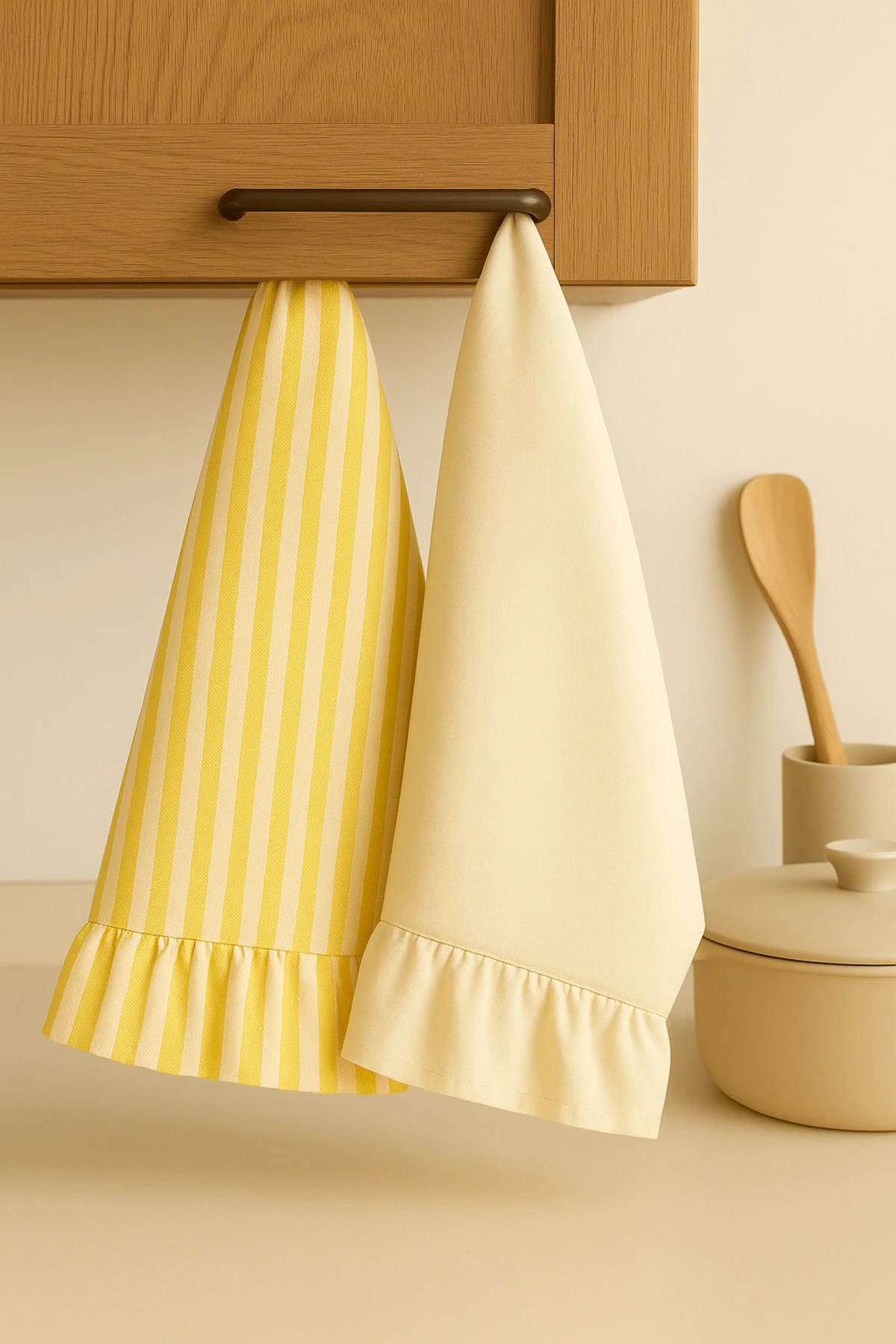 2’li Keten Mutfak Havlusu / Kurulama Bezi | 45x60 cm - sarı