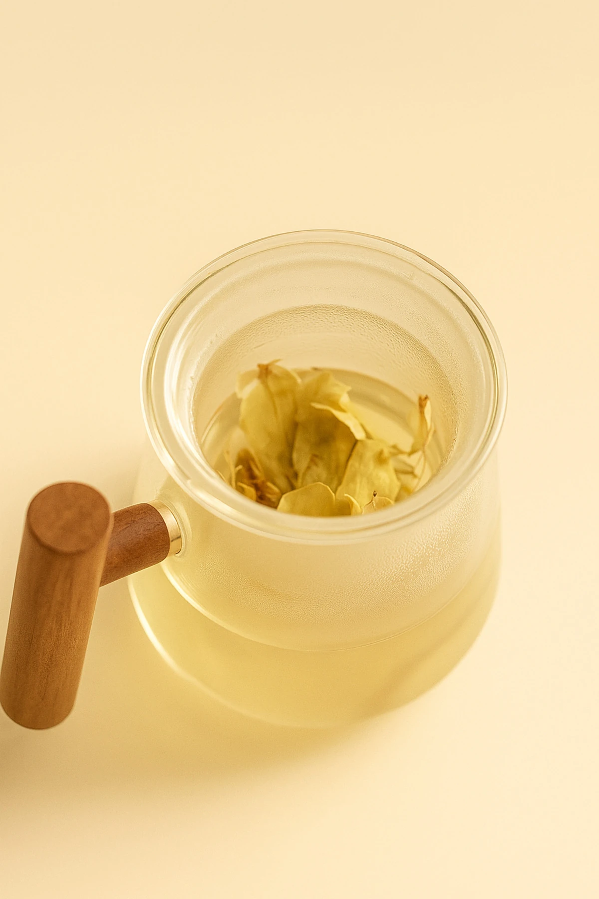 Akasya Kapaklı Borosilikat Cam Demlik – Ahşap Saplı Isıya Dayanıklı Demlik