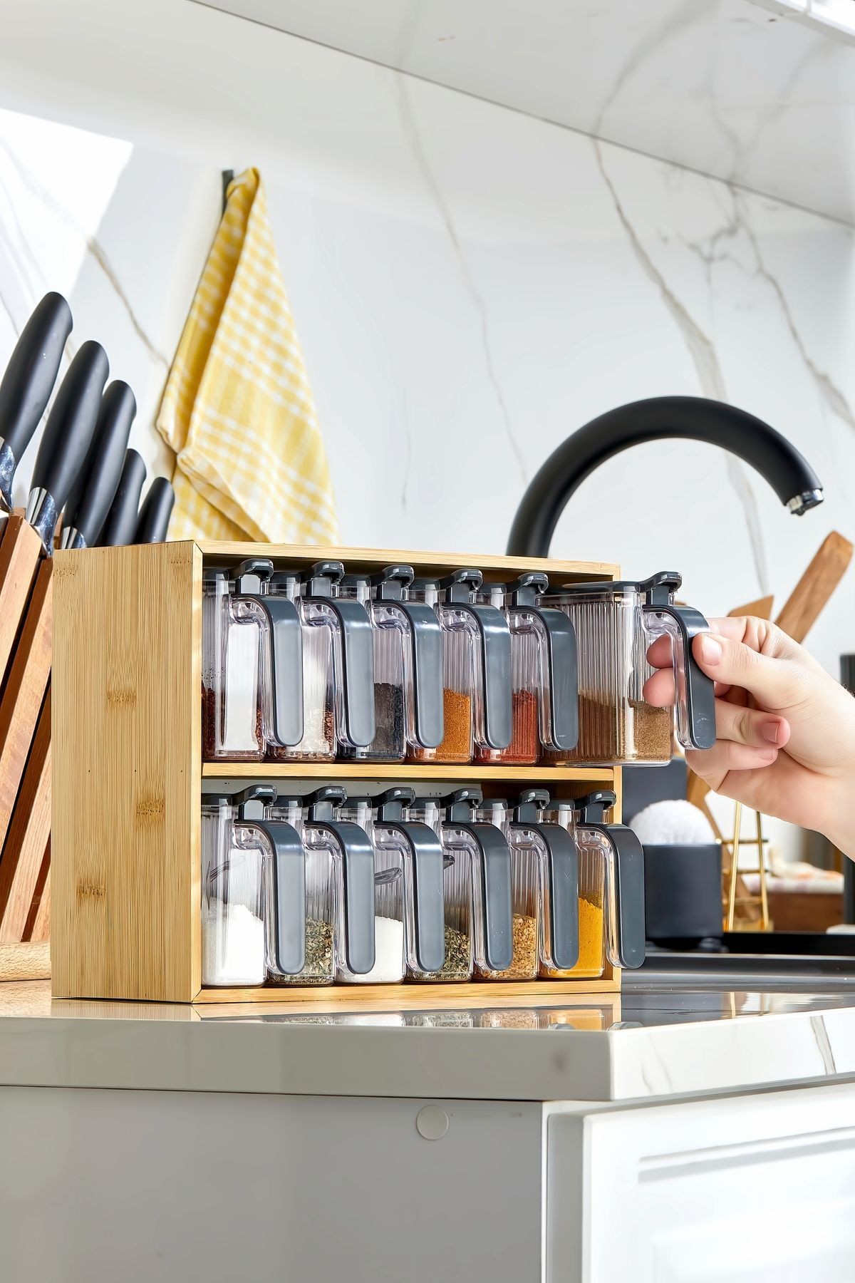 12’li Bambu Standlı Kaşıklı Baharatlık Takımı