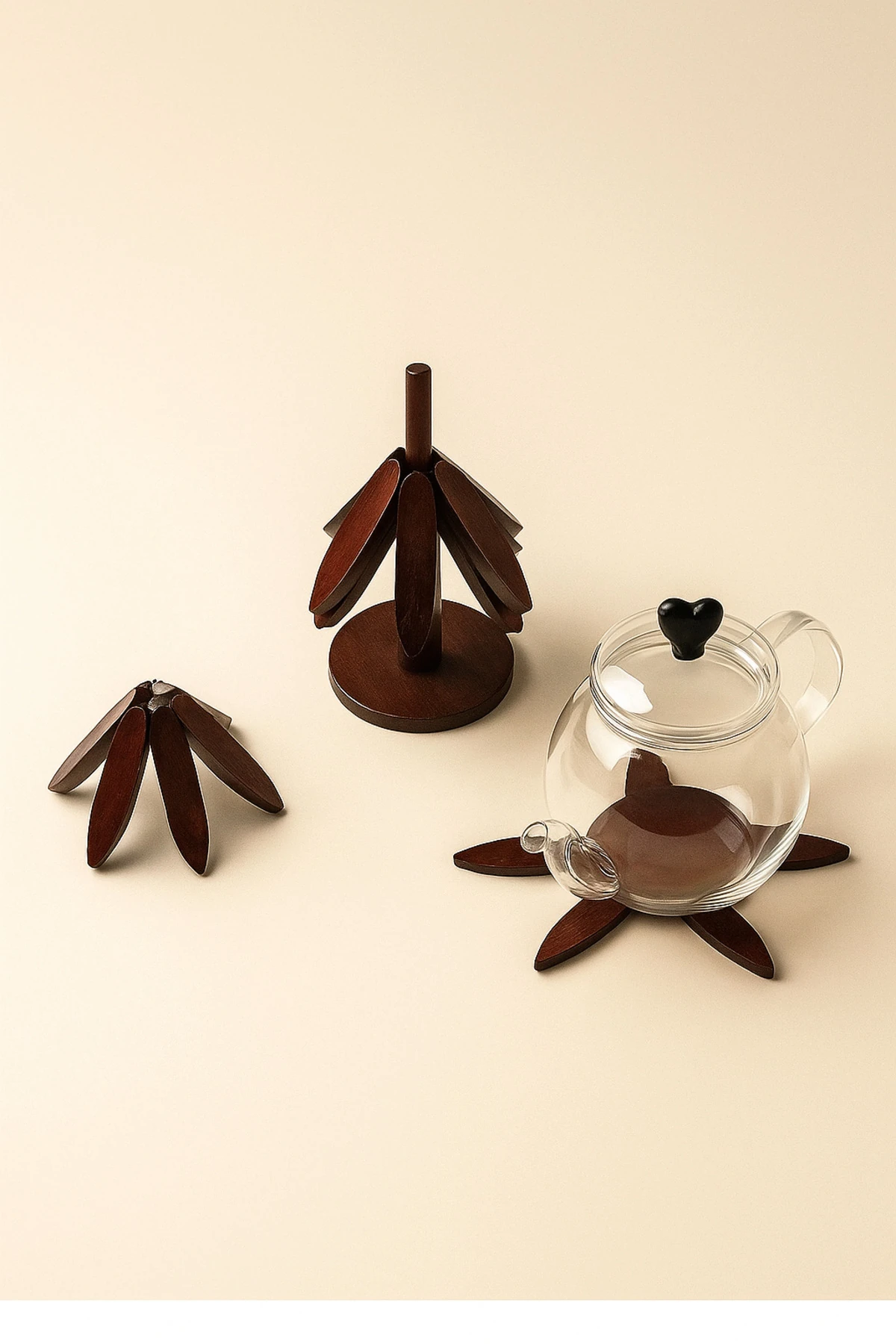 Akasya Ahşap Nihale Seti | 4’lü Standlı Dekoratif Nihale Takımı