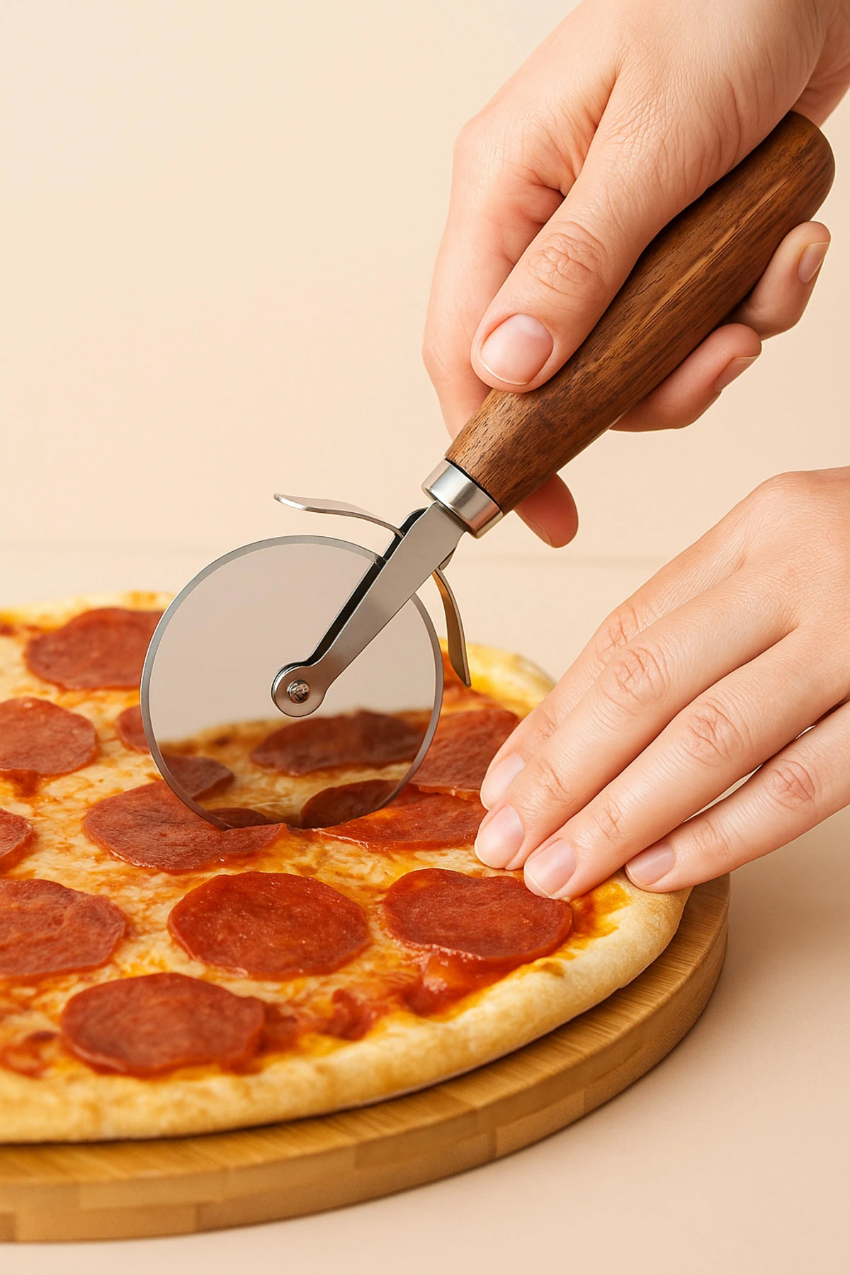 Akasya Saplı Paslanmaz 3’lü Mutfak Gereç Seti – Pizza Kesici, Soyacak, Şişe Açacağı