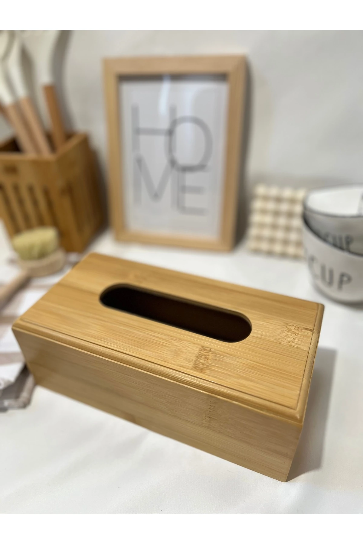 Dikdörtgen  Bambu Peçetelik, Kutu, Mendil Kutusu ve Saklama Kutusu
